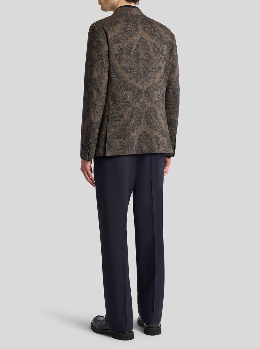 WOOL AND CASHMERE BLAZER WITH PLACED PRINT - 4