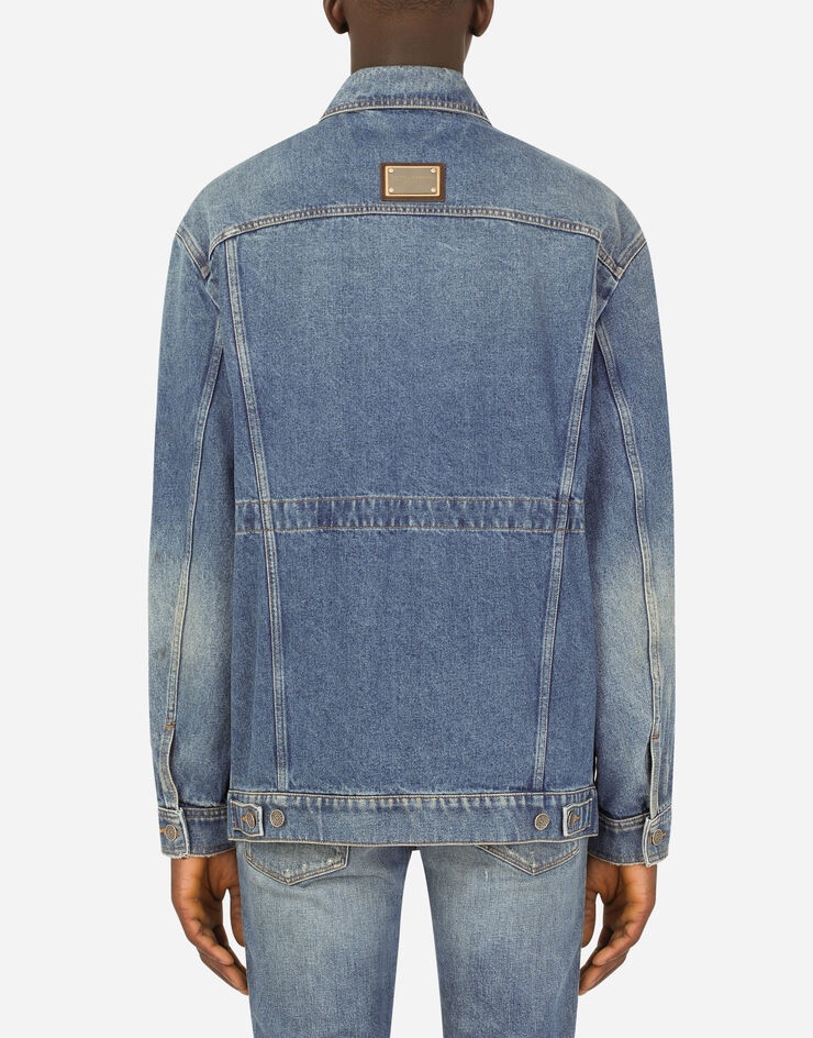 Blue denim jacket with branded plate - 2