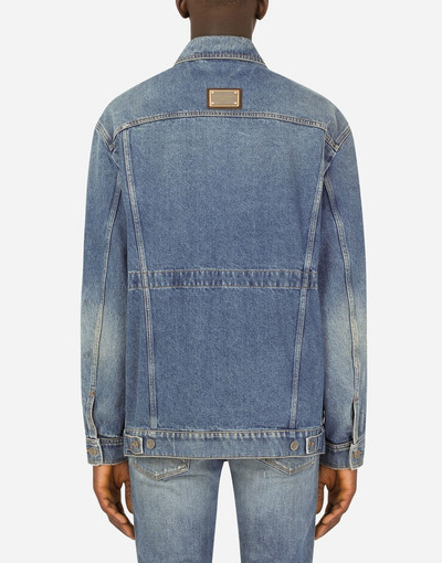 Dolce & Gabbana Blue denim jacket with branded plate outlook