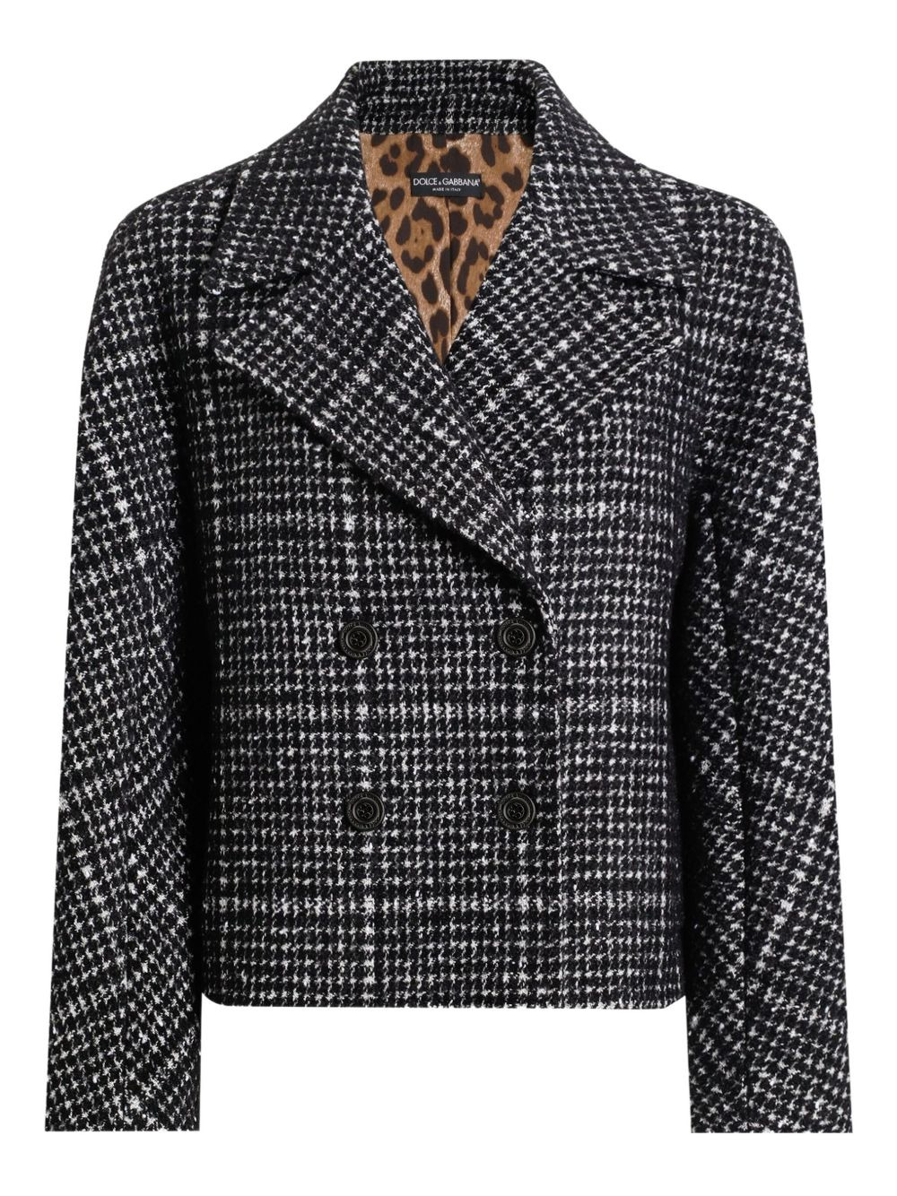 check-pattern double-breasted jacket - 1