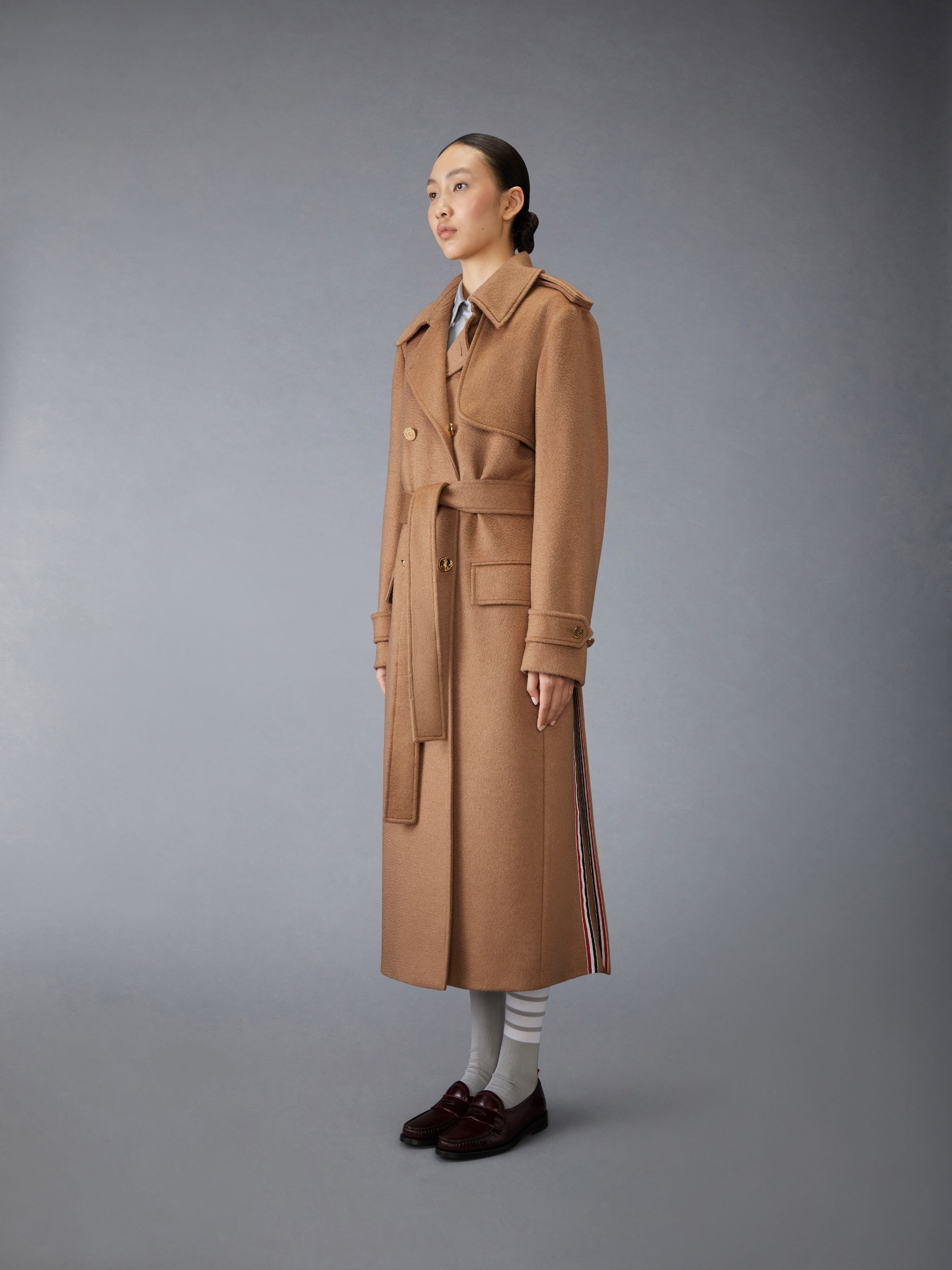 Camel Hair Elongated Trench Coat - 2