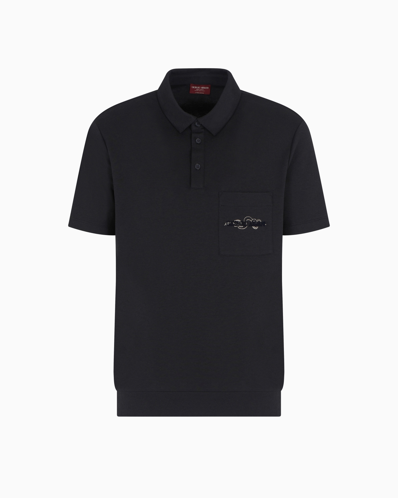 SHORT-SLEEVED COTTON AND SILK POLO SHIRT - 1