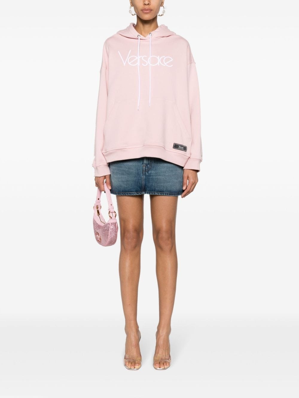 logo-embroidered cotton hoodie - 2