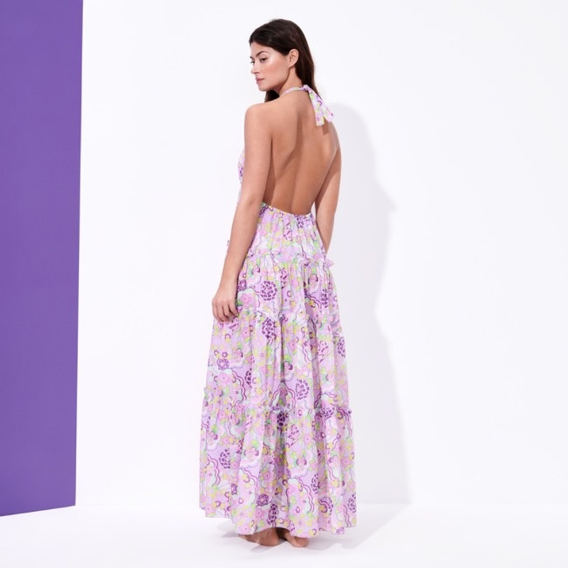 Women Long Cotton Dress Rainbow Flowers 5