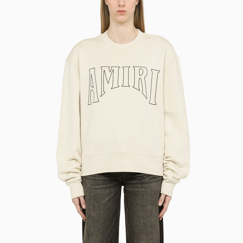 Wide alabaster cotton sweatshirt - 1