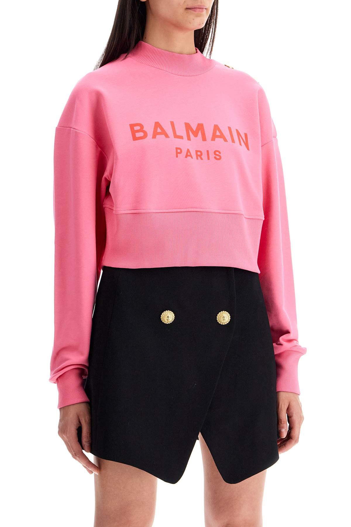Balmain Cropped Sweatshirt With Buttons - 3