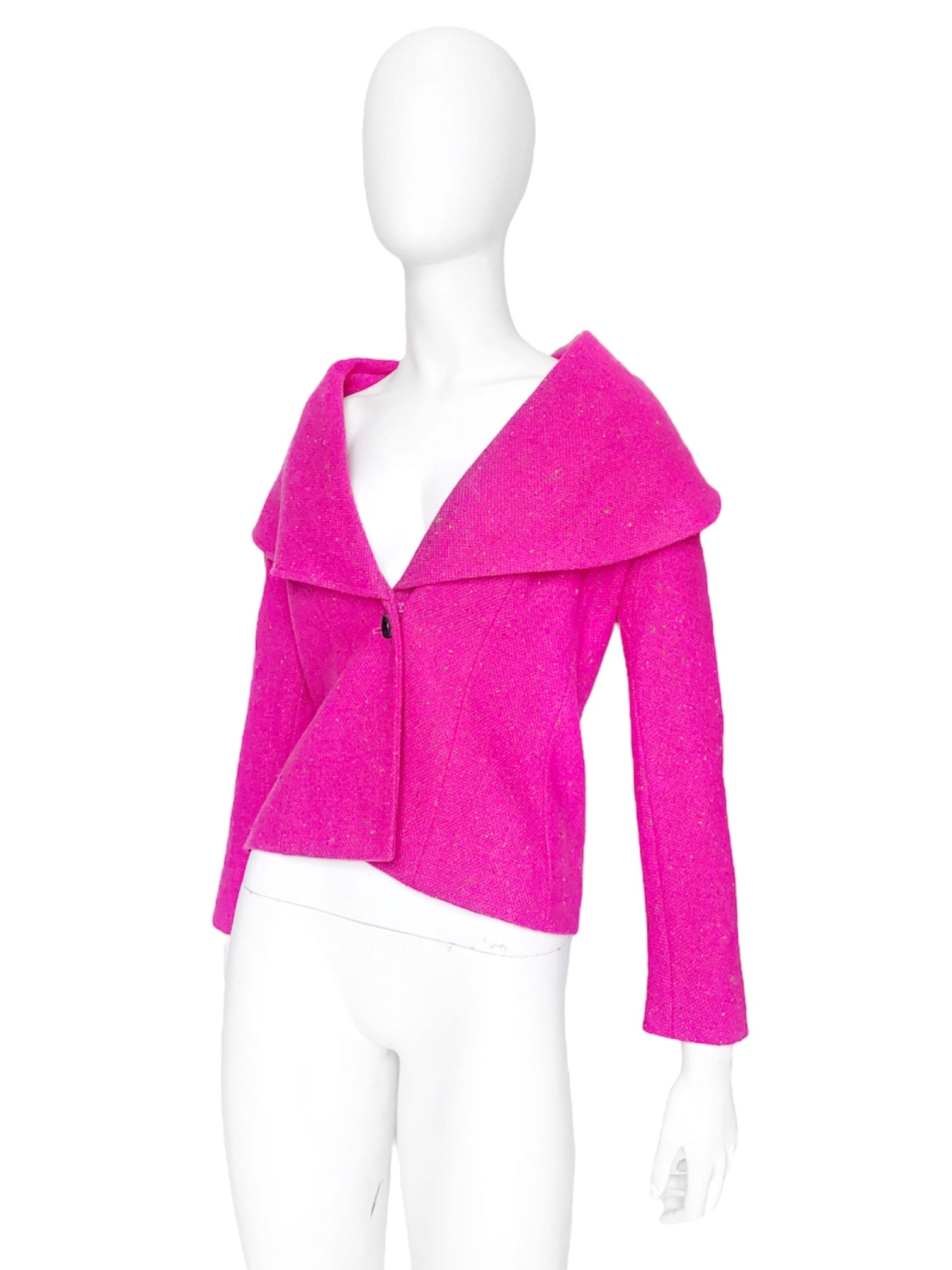 Christian Dior Fall 1998 John Galliano Candy Fuchsia Oversized Lapel Bar Jacket - 5