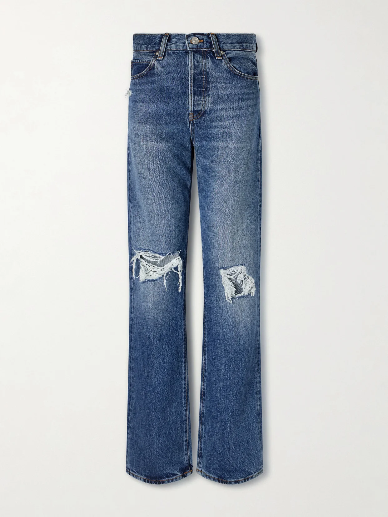 The Vertical Distressed-detail Straight-leg Jeans - 1