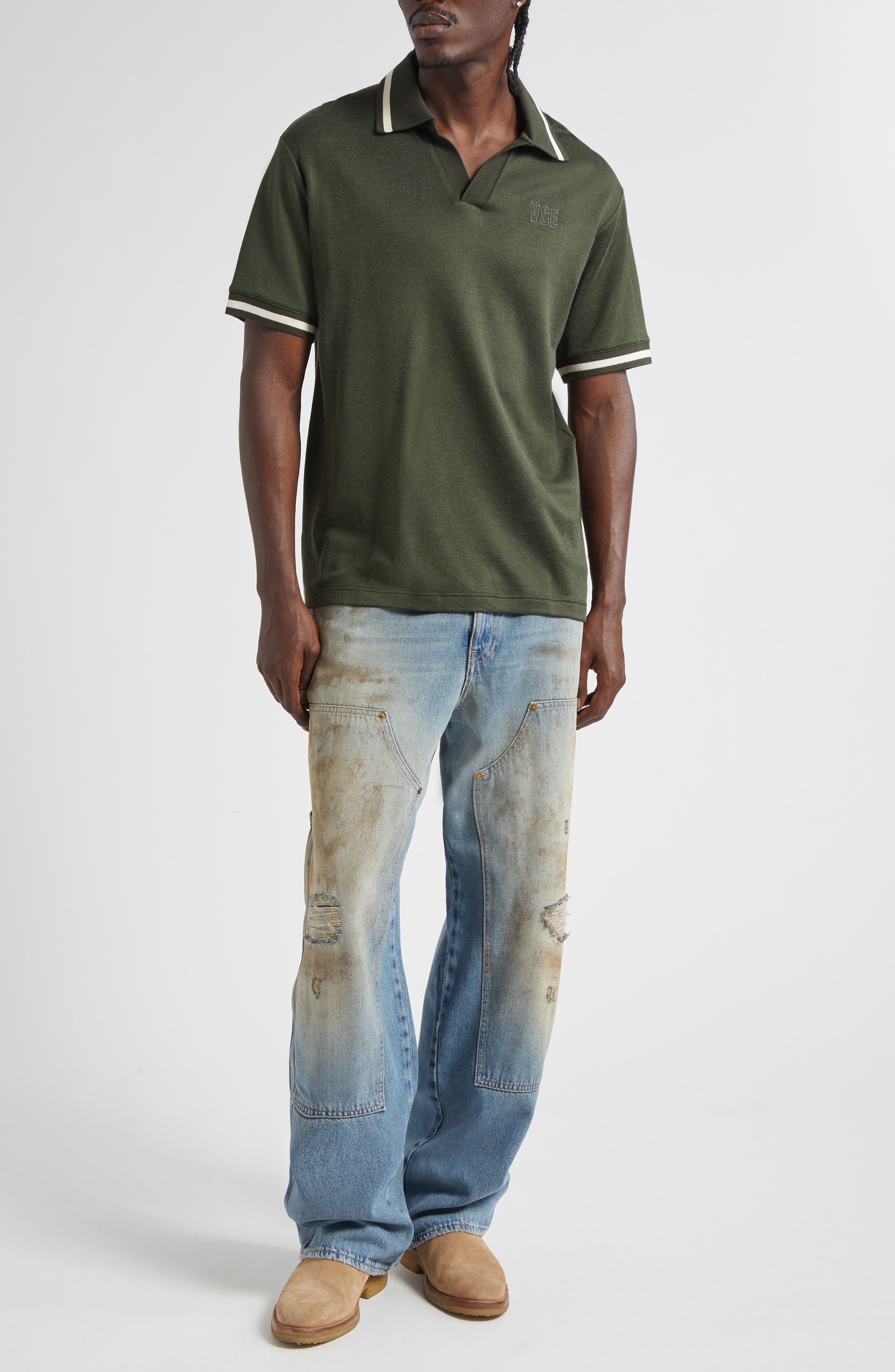 Golden Goose Journey Fluid Jersey Polo in Grape Leaf at Nordstrom - 2