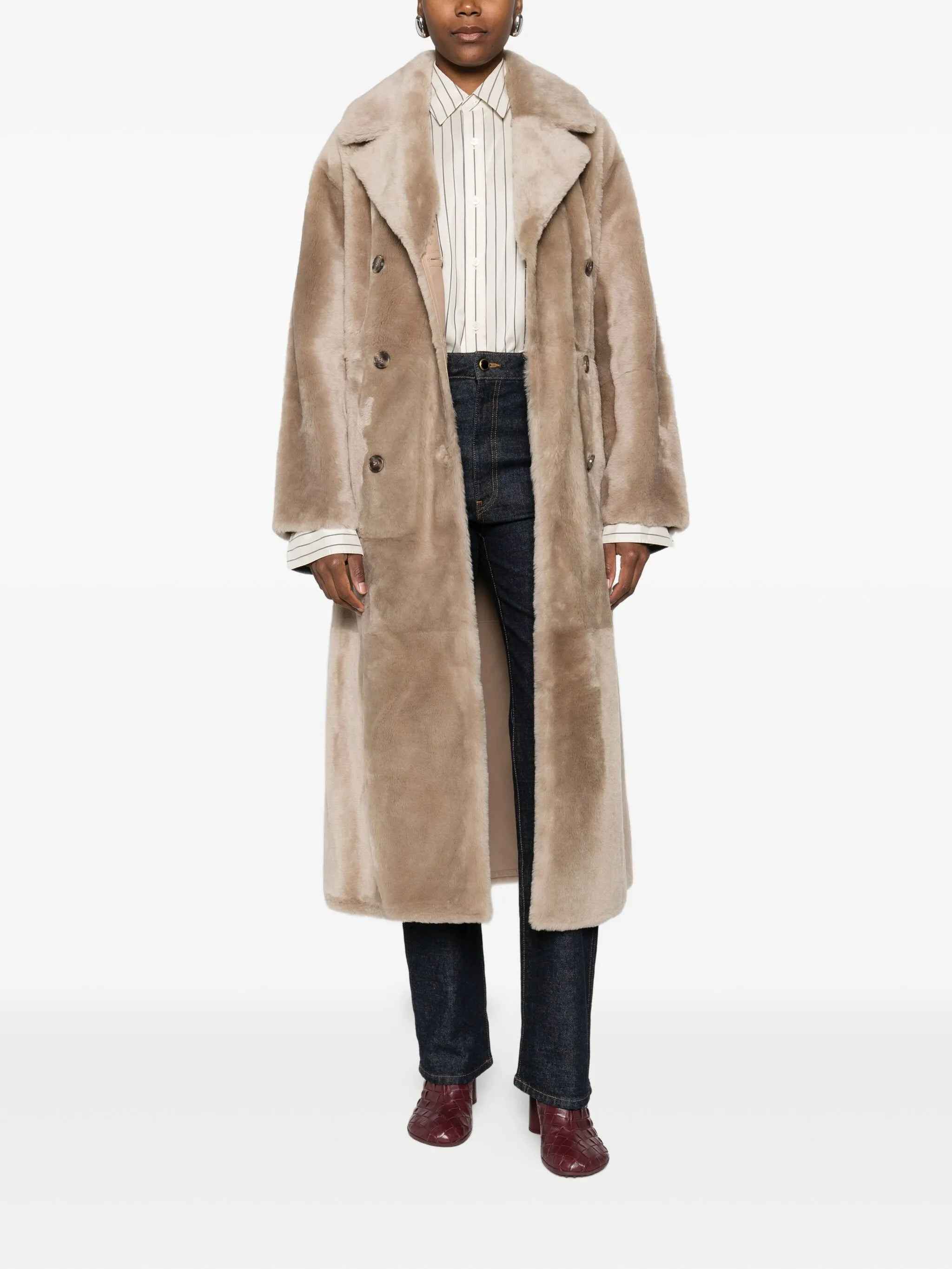 Yves Salomon Sheepskin Double-breasted Coat - 4