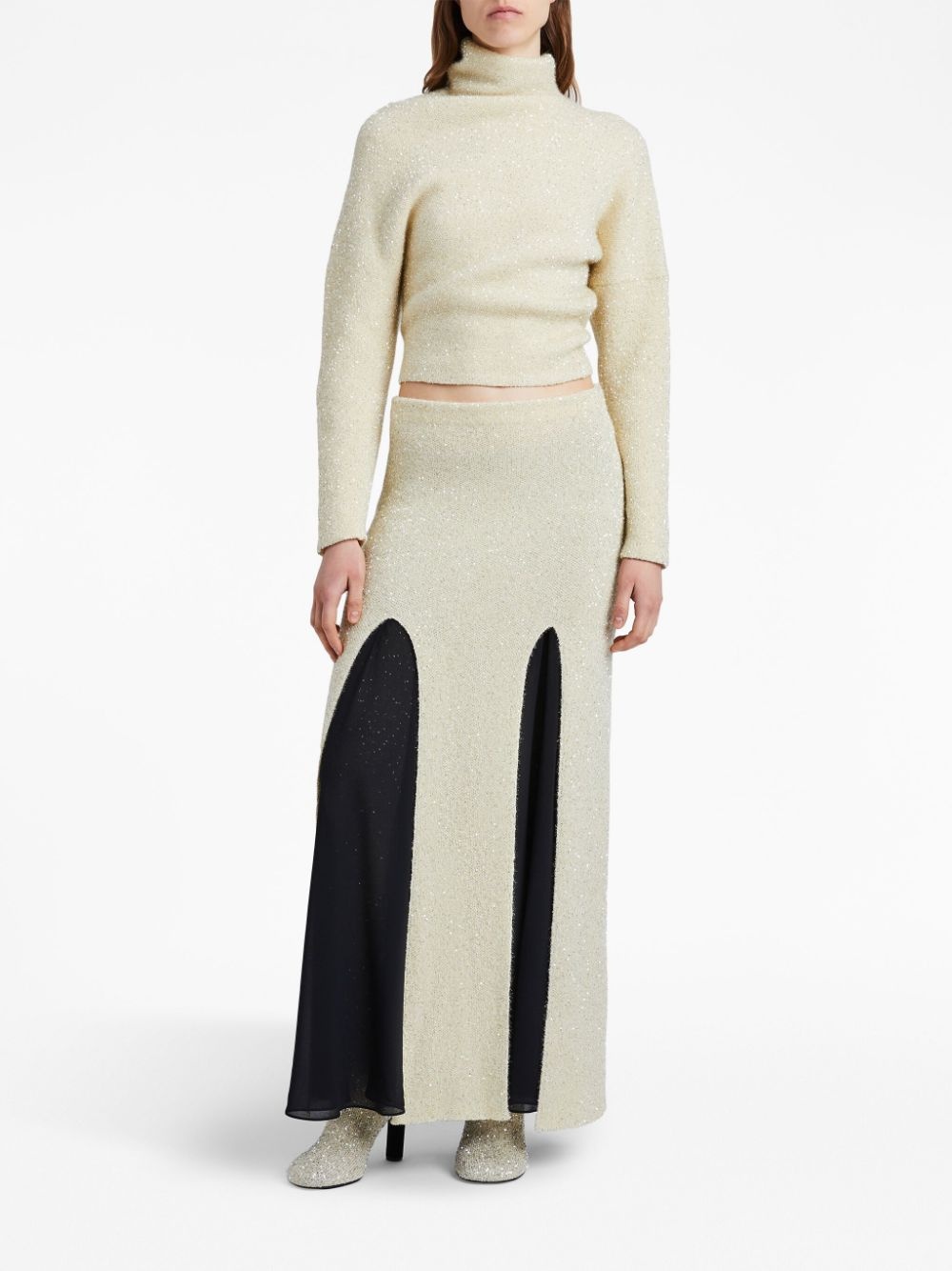 sequinned panelled maxi skirt - 2