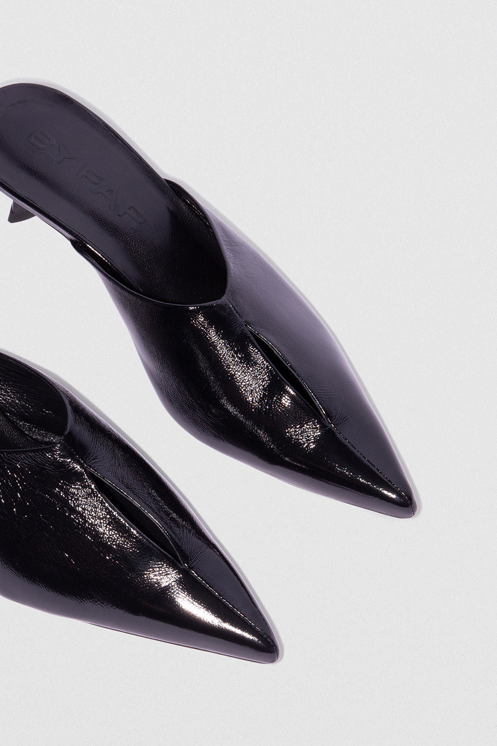 Luciana Black Glossed Nappa Leather Mule - 3