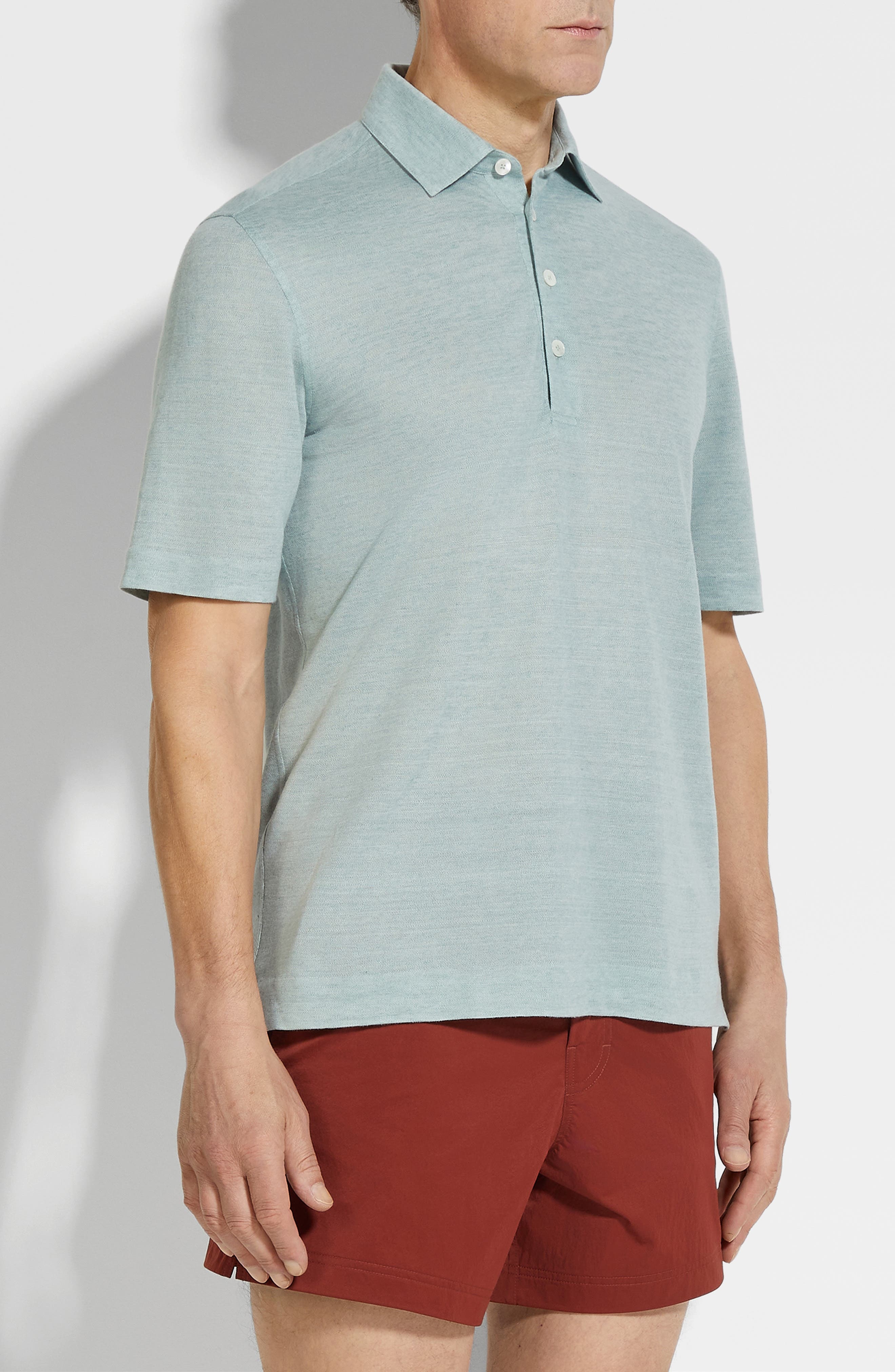ZEGNA Linen Polo in Bright Blue at Nordstrom - 3