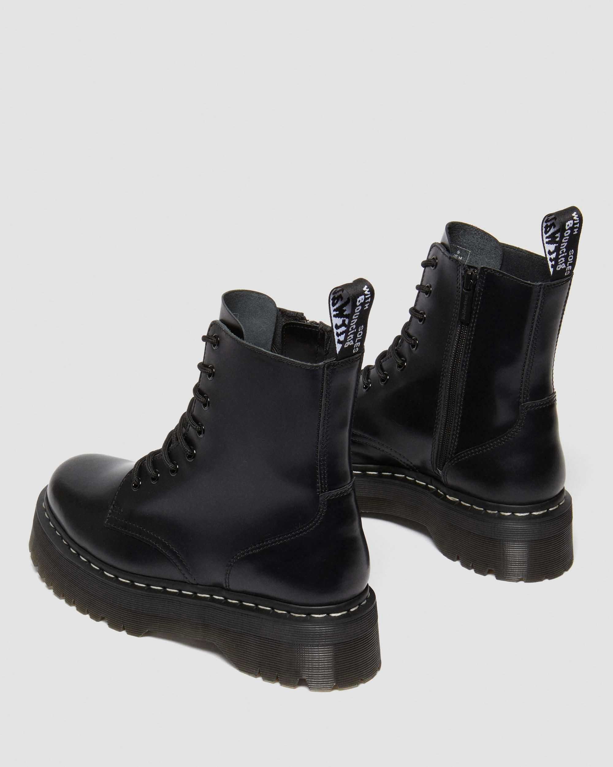 Jadon White Stitch Smooth Leather Platform Boots - 7