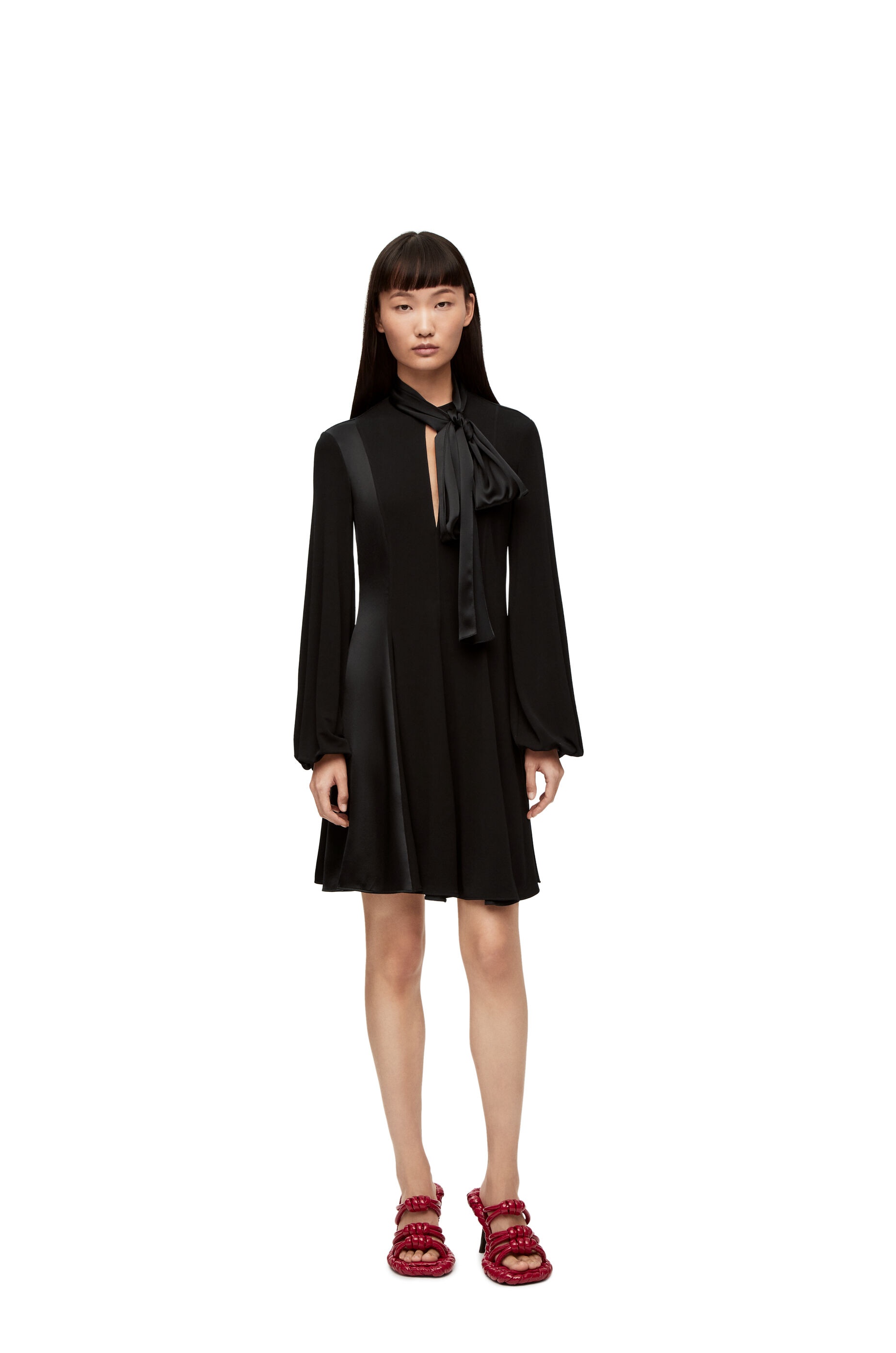 Lavalliere dress in crepe jersey and crepe satin - 3