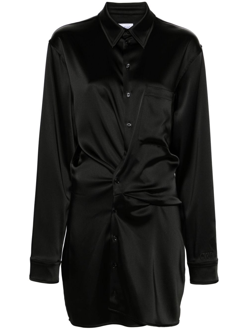 Twisted satin-finish shirt dress - 1