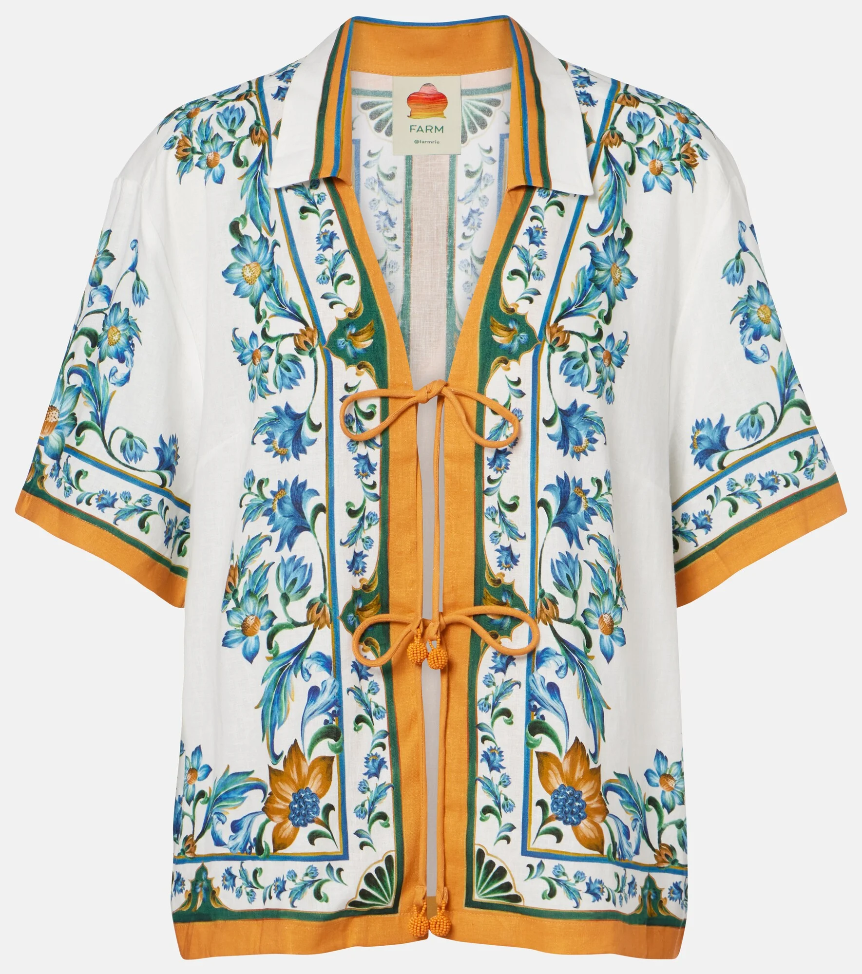 Flora Tile floral linen-blend shirt - 1