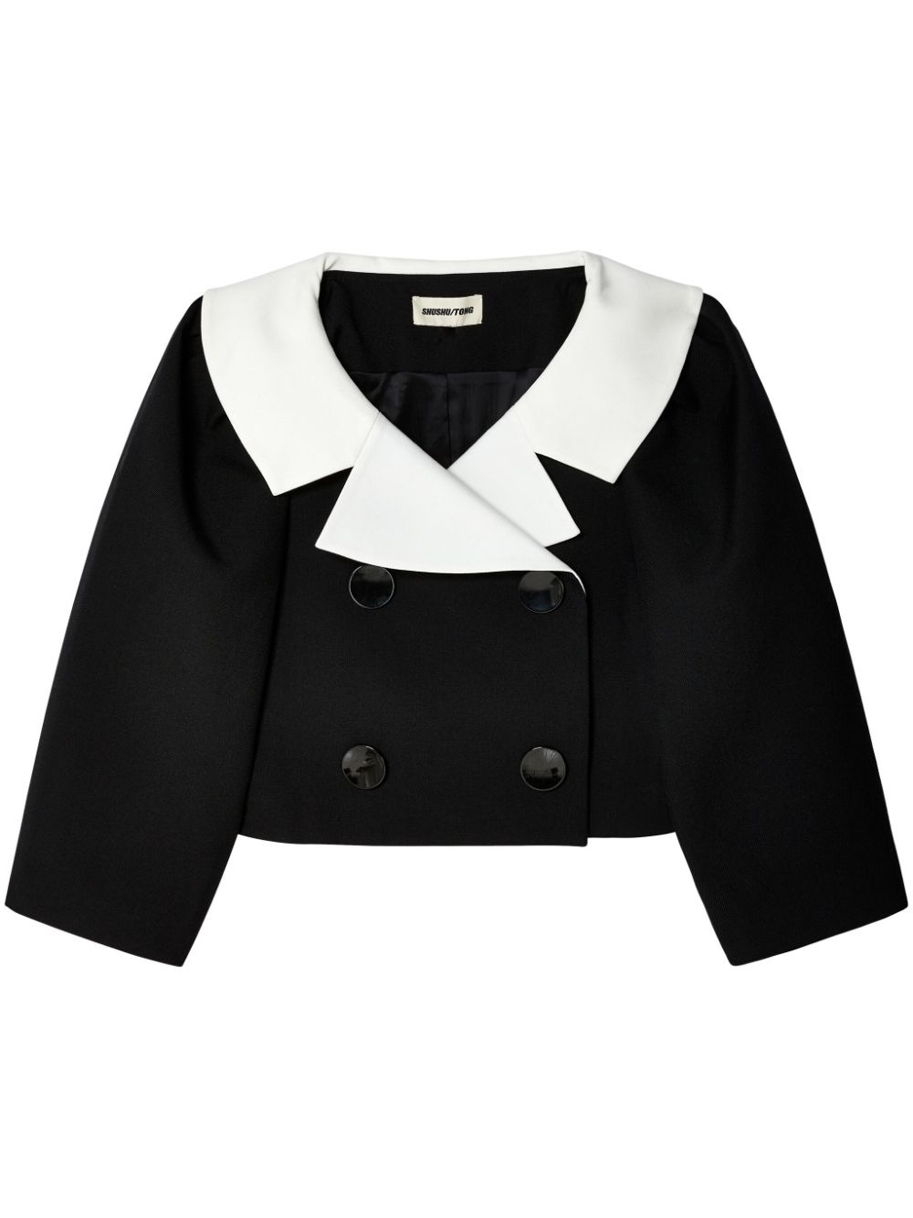 double-breasted wool blazer - 1