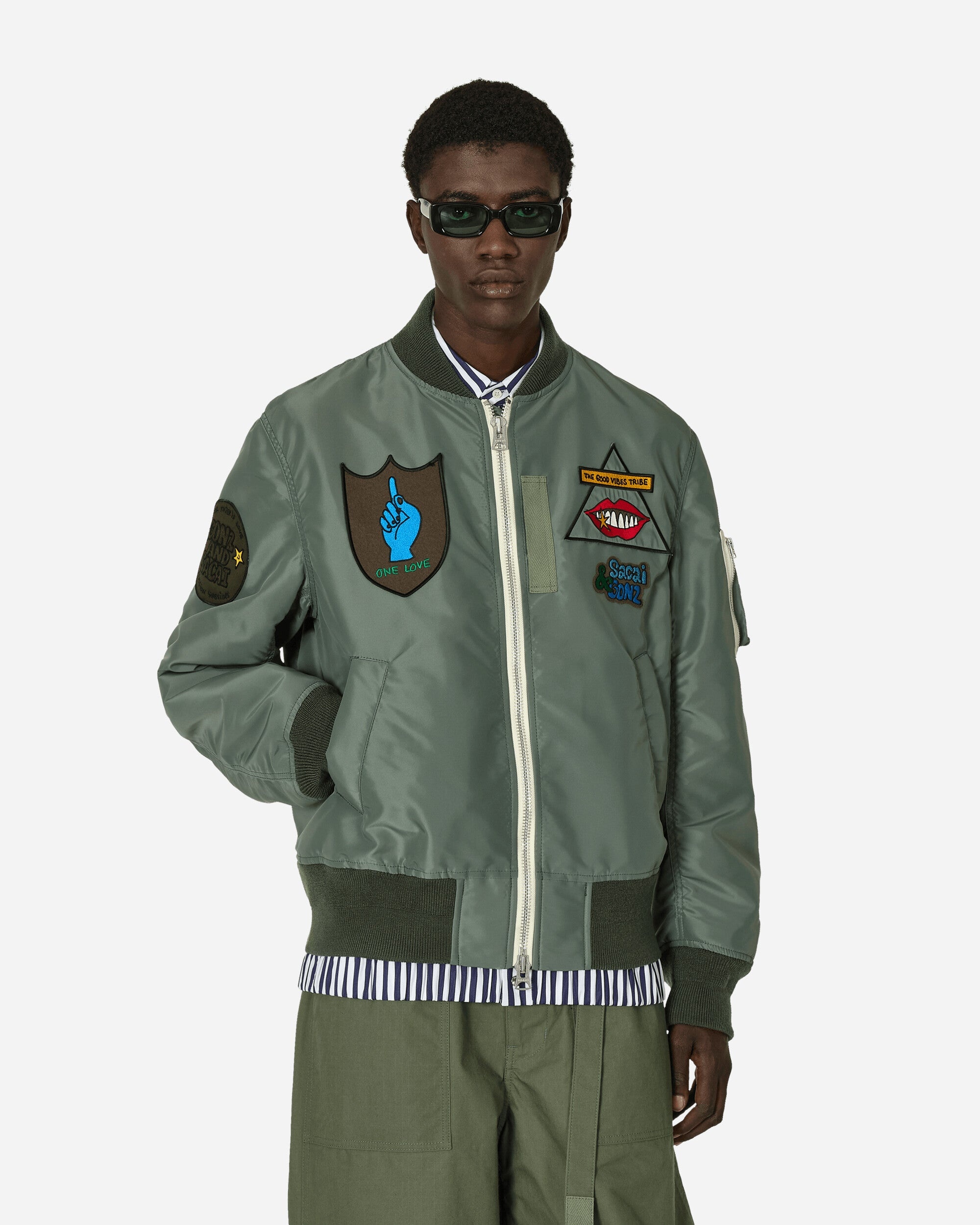 Gonz Nylon Twill Bomber Jacket Khaki - 1