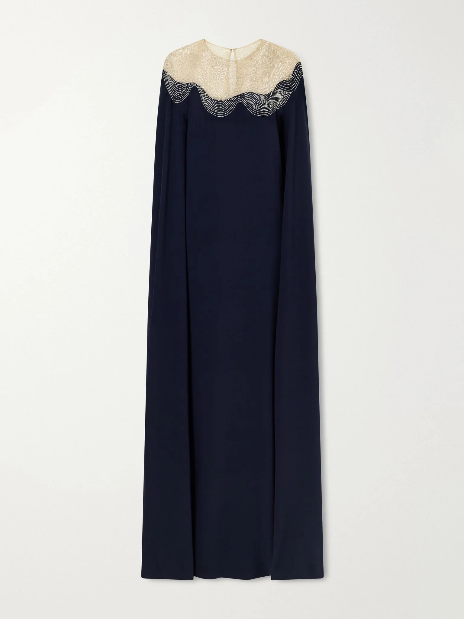 Embellished stretch-silk georgette gown Navy - 1