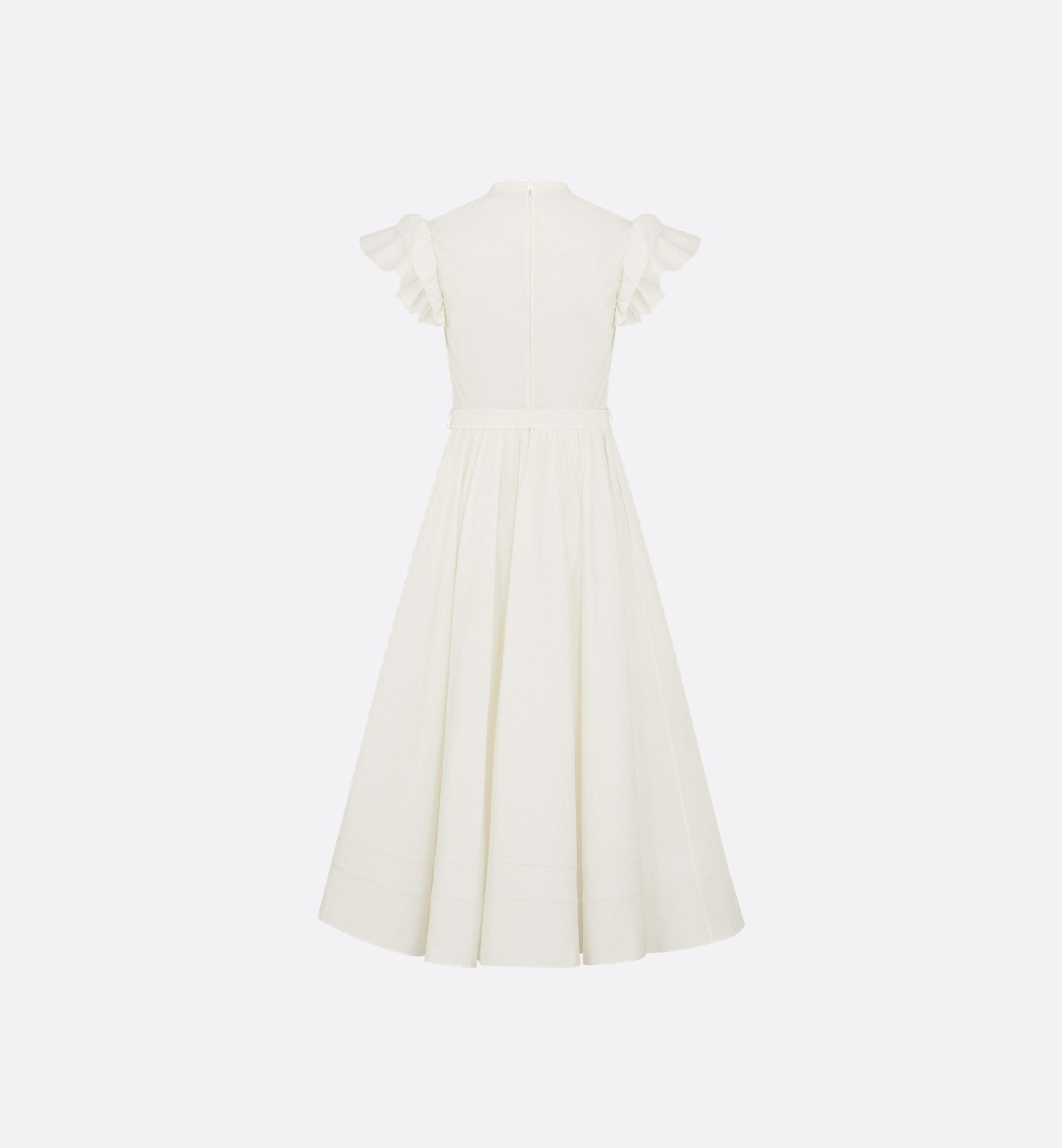 Mid-Length Flared Dress with Belt - 2