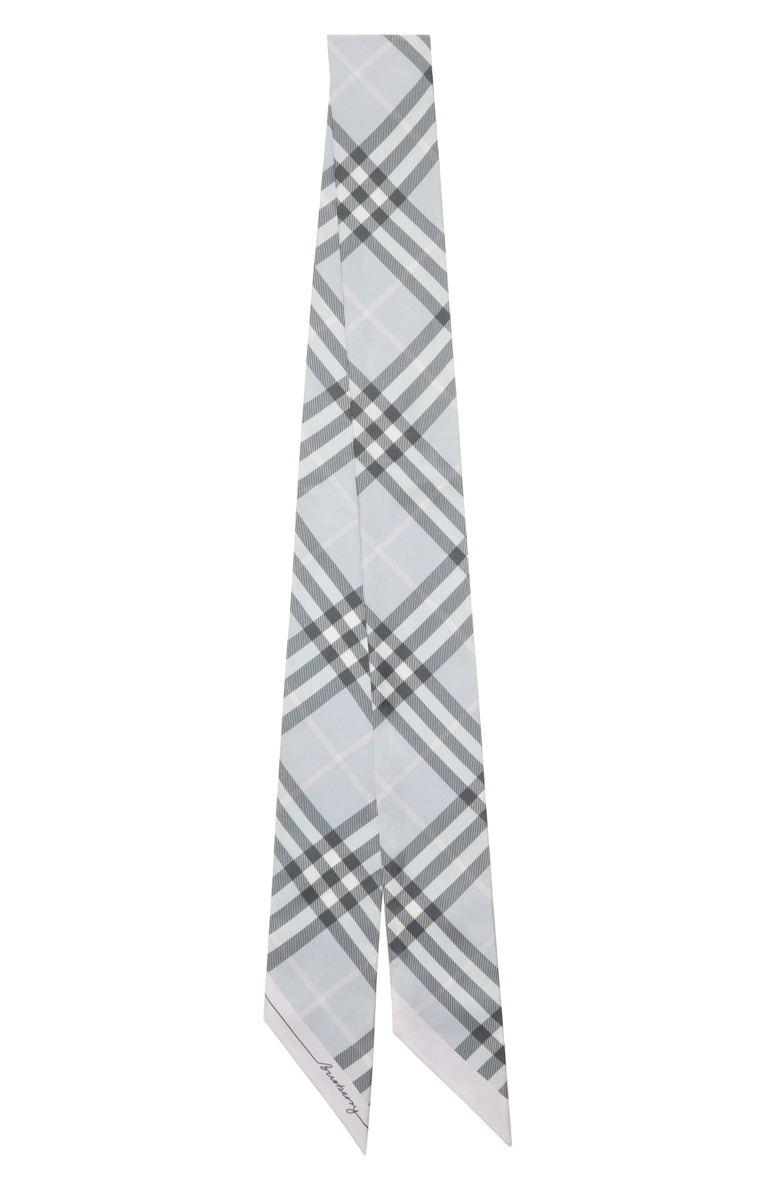 burberry Check Skinny Silk Twill Scarf in Mitten/Bank at Nordstrom - 1