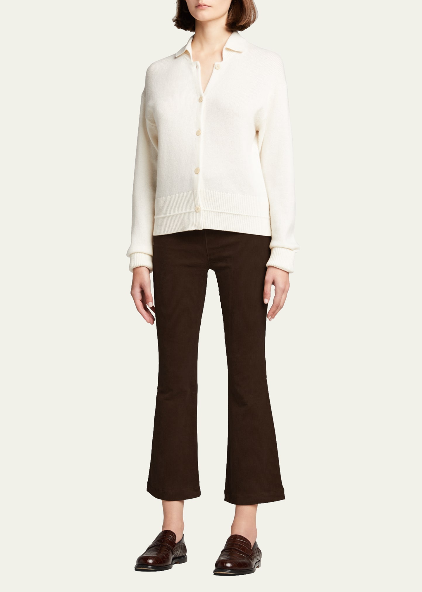 Cropped Flare Corduroy Leggings - 2