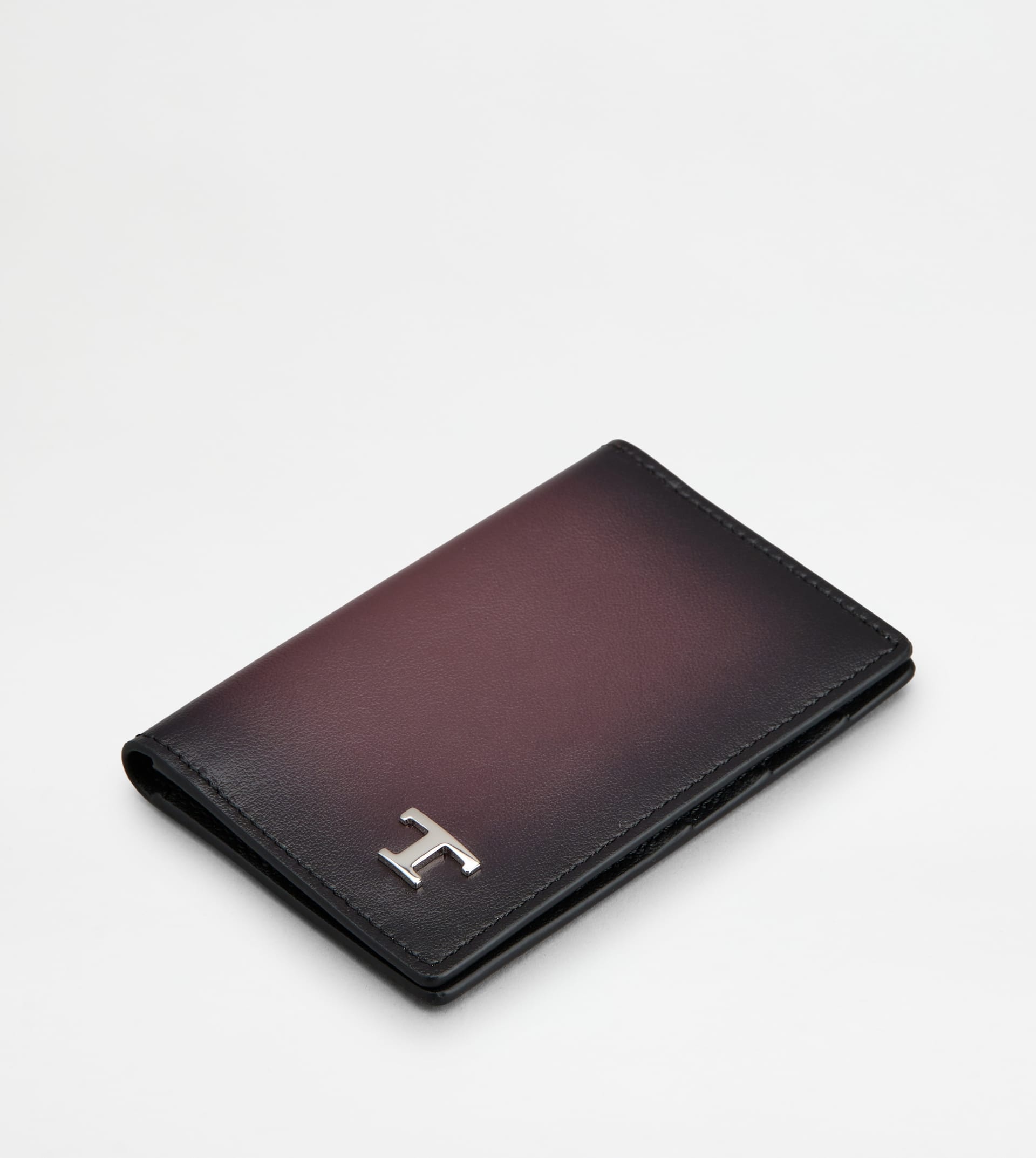 CARD HOLDER IN LEATHER - BURGUNDY, BLACK - 4
