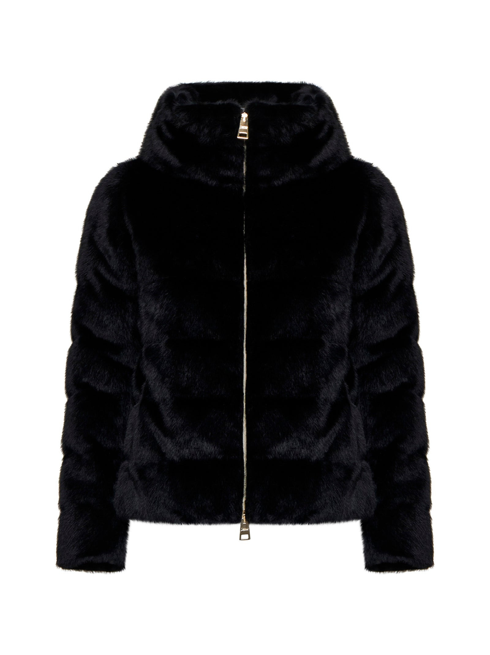Quilted faux fur down jacket - 1