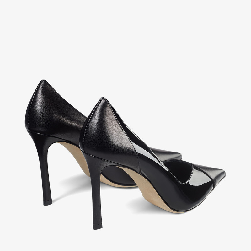 Cass 95 Black Nappa and Patent Leather Pumps 5