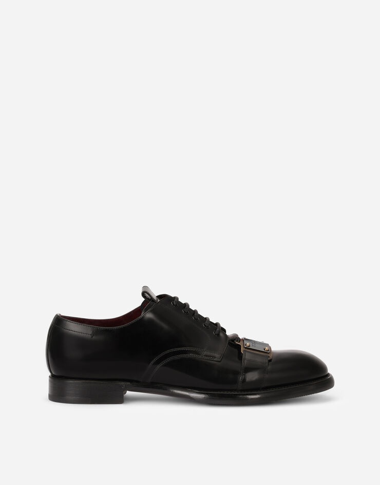 Brushed calfskin Derby shoes with branded plate - 1