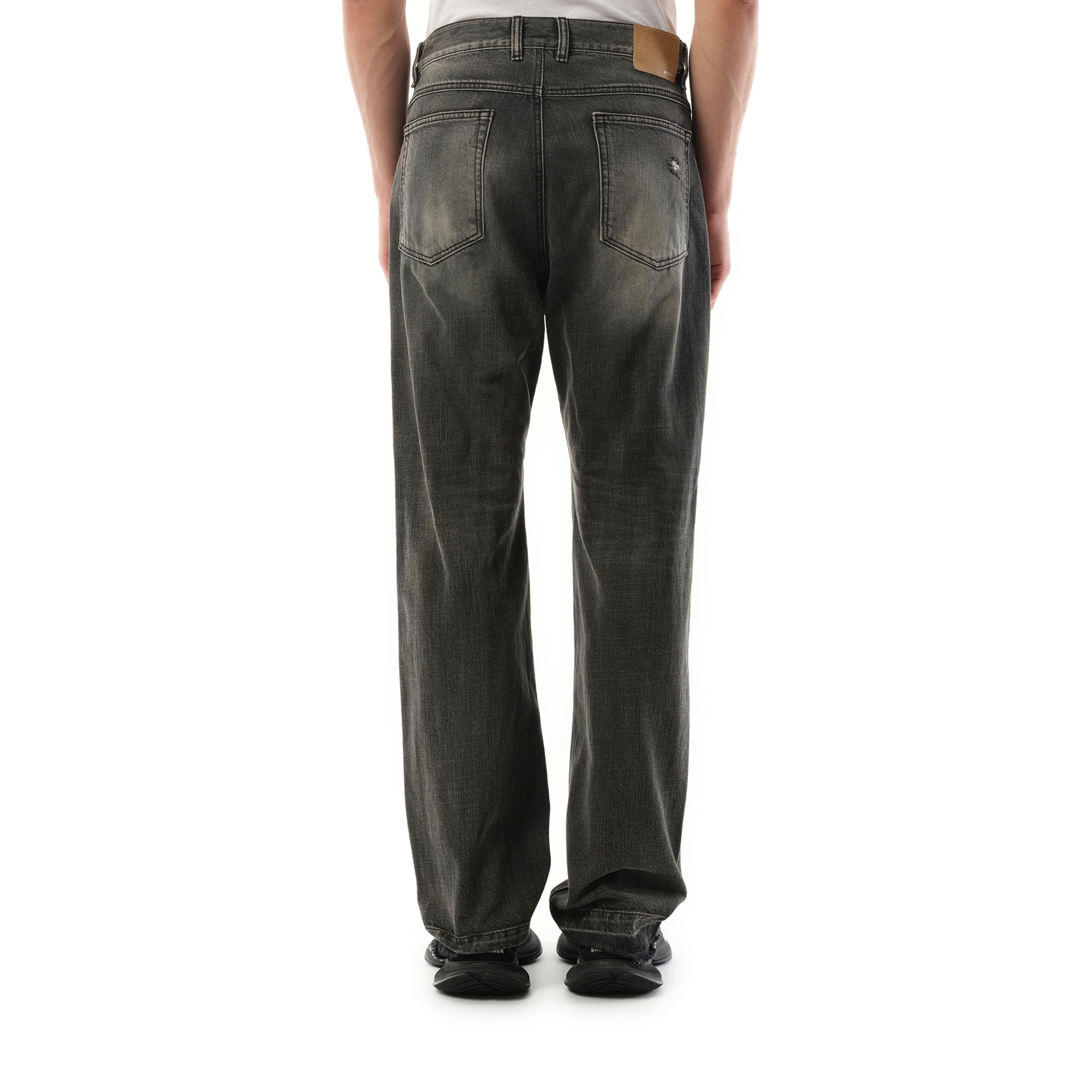 Distressed Denim Trousers in Black - 6