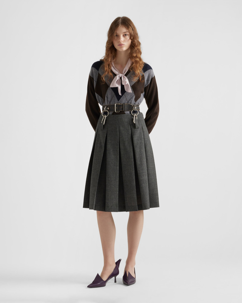 Prada Pleated rush stitch skirt with belt outlook