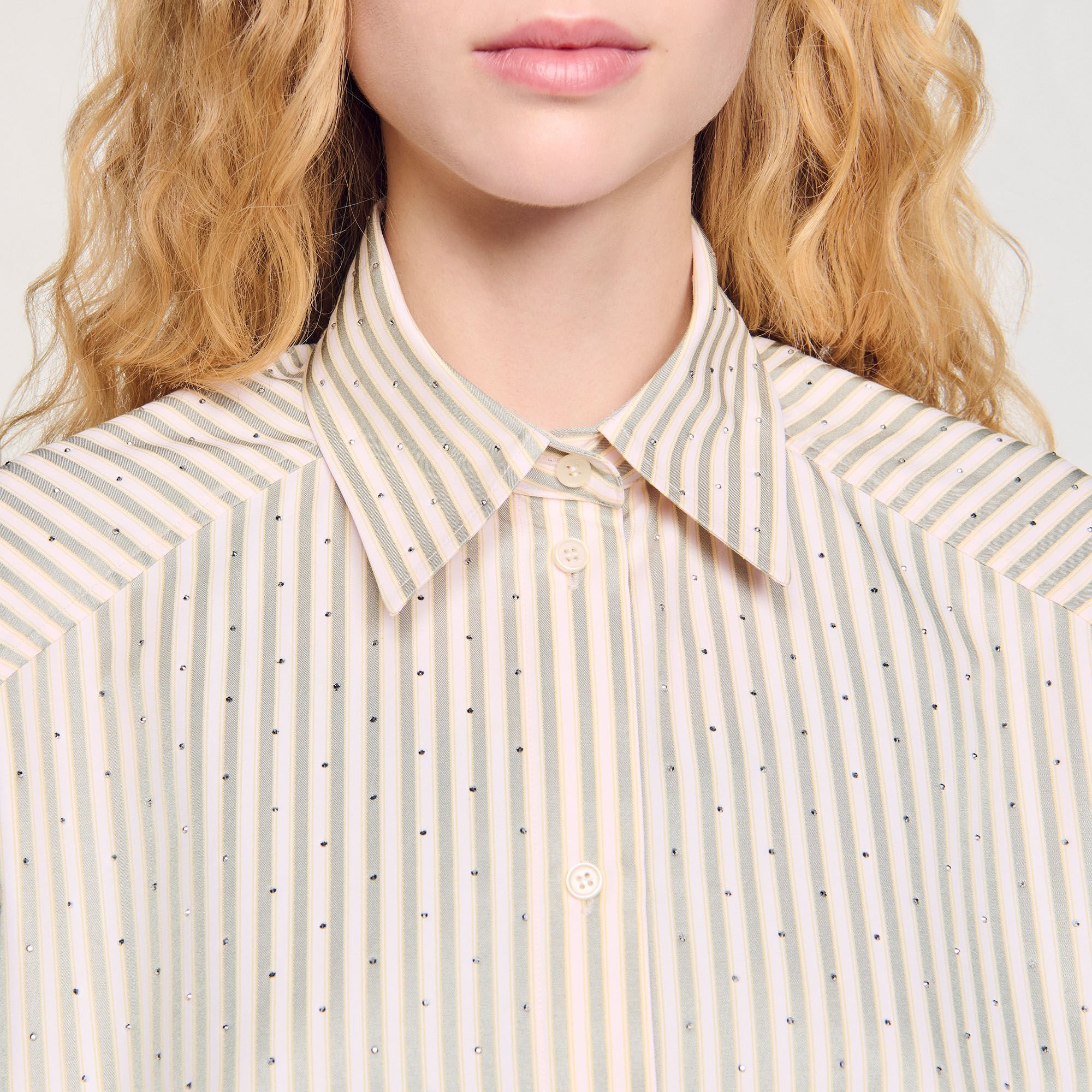 STRIPED RHINESTONE SHIRT - 3