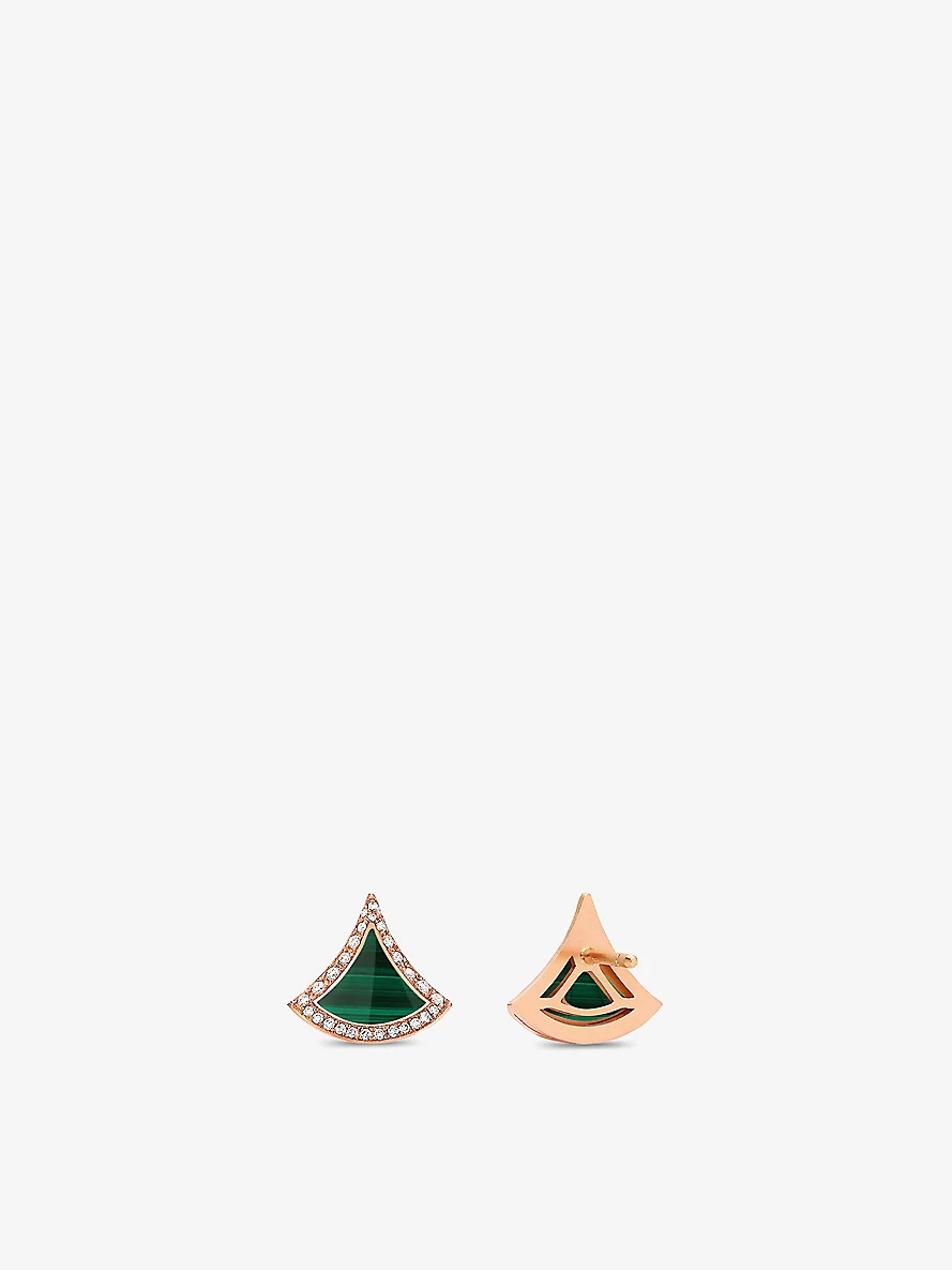Divas’ Dream 18ct rose-gold, 0.1ct diamond and malachite earrings - 3