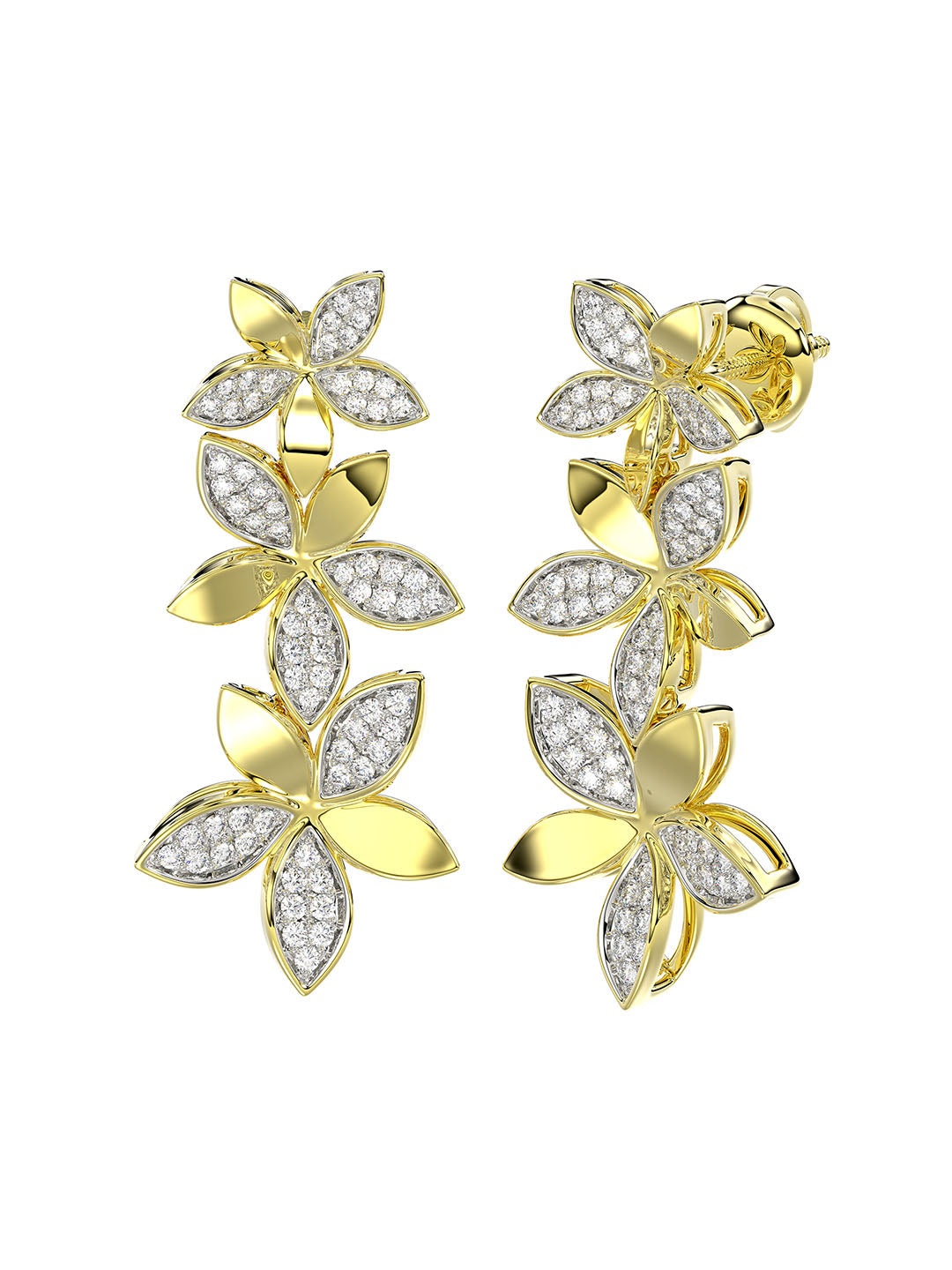 WILD FLOWER YELLOW GOLD EARRINGS - 2