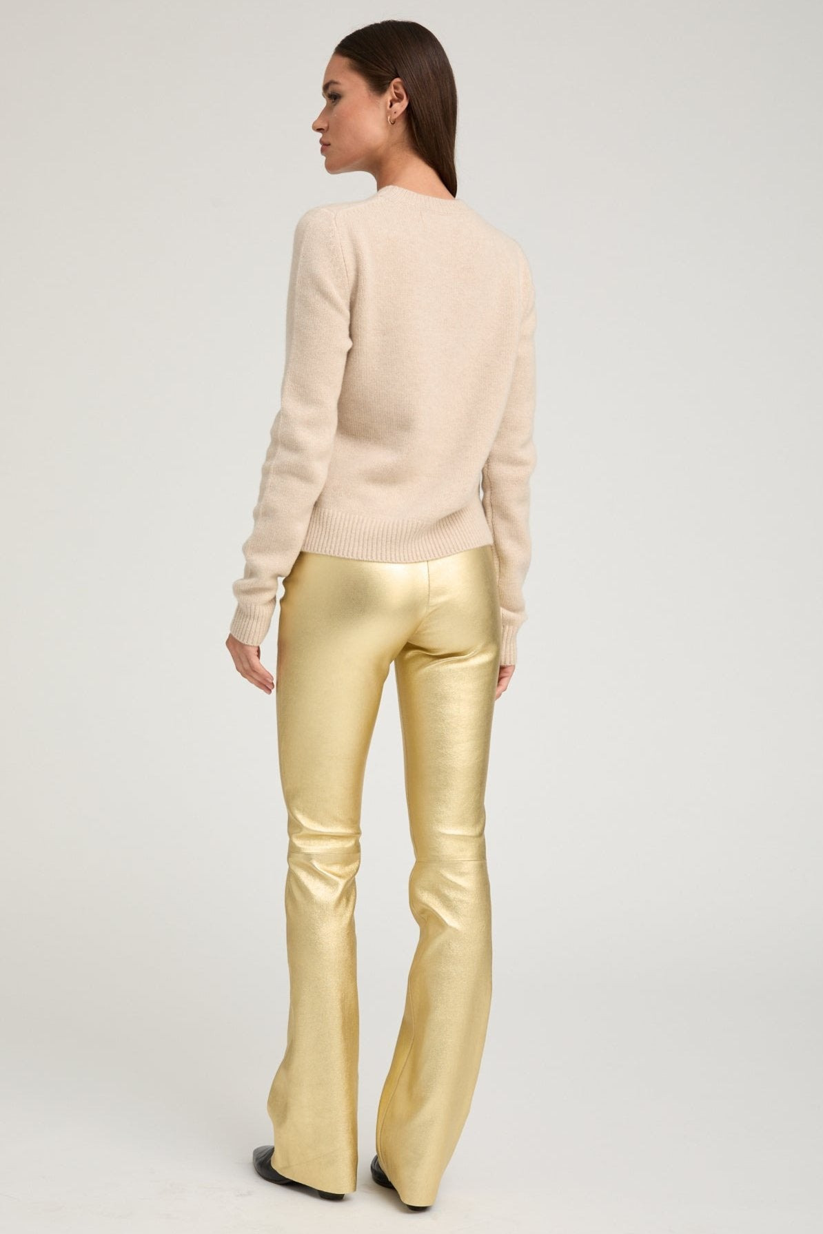 METALLIC GOLD LEATHER MICRO FLARE - 4
