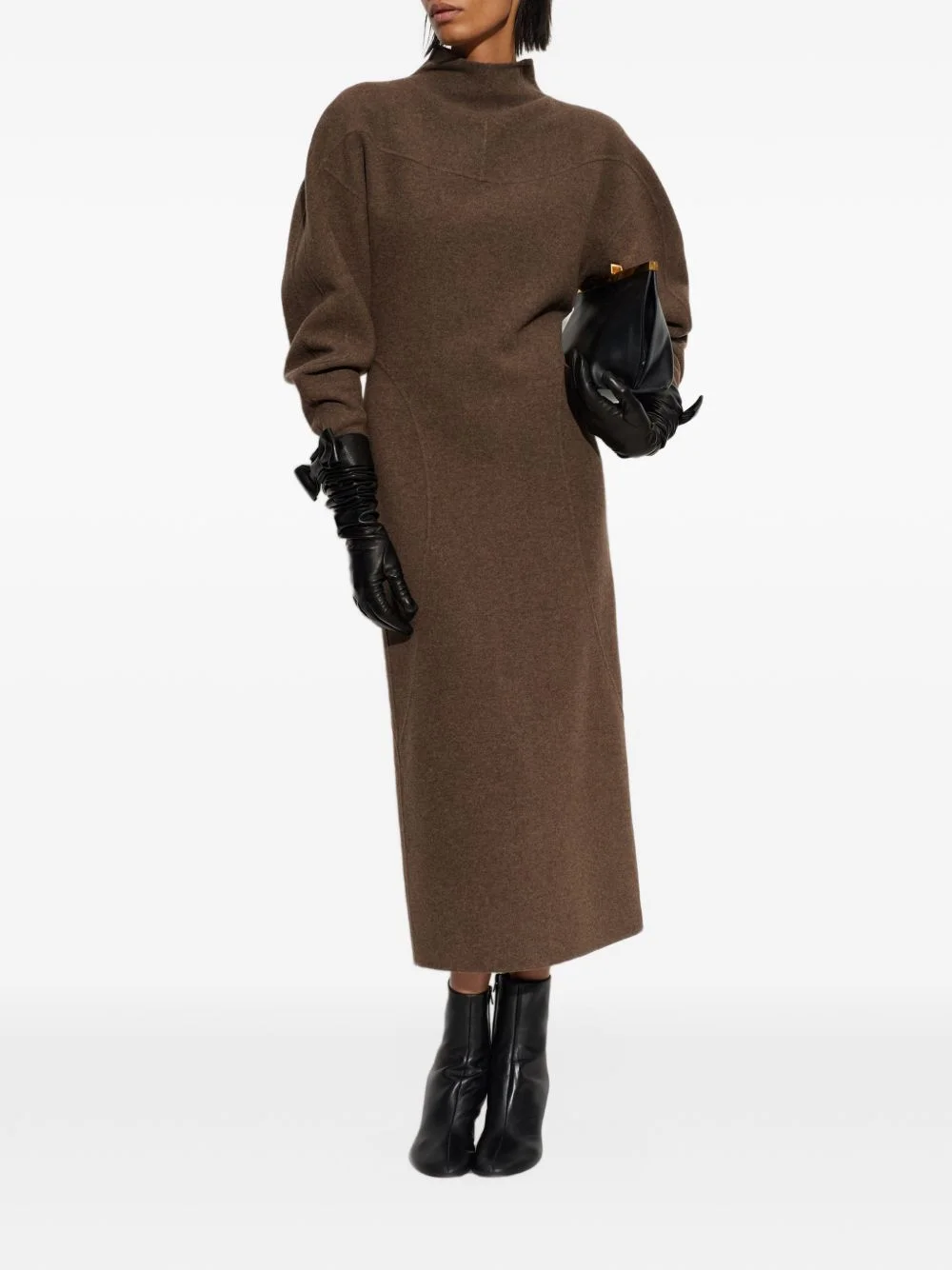 wool and cashmere jersey dress - mud - 1
