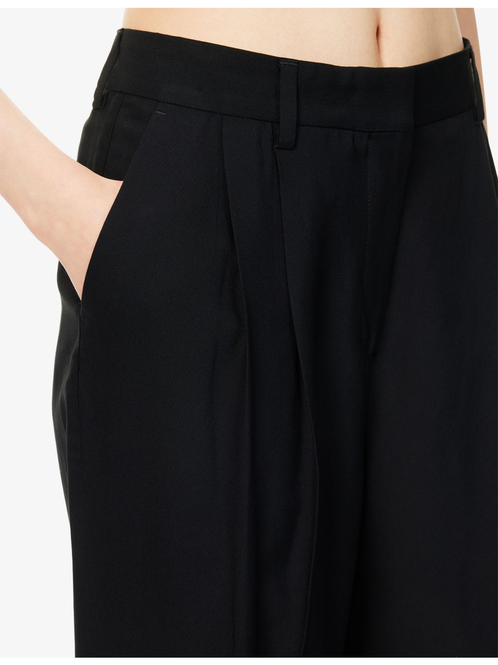 Pleated Wide-Leg Woven Trousers - 5