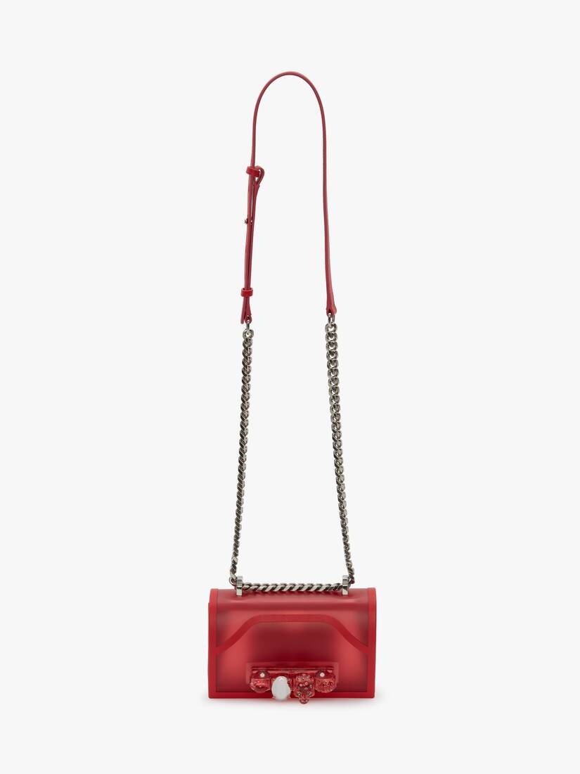 Mini Jewelled Satchel in Coral - 5