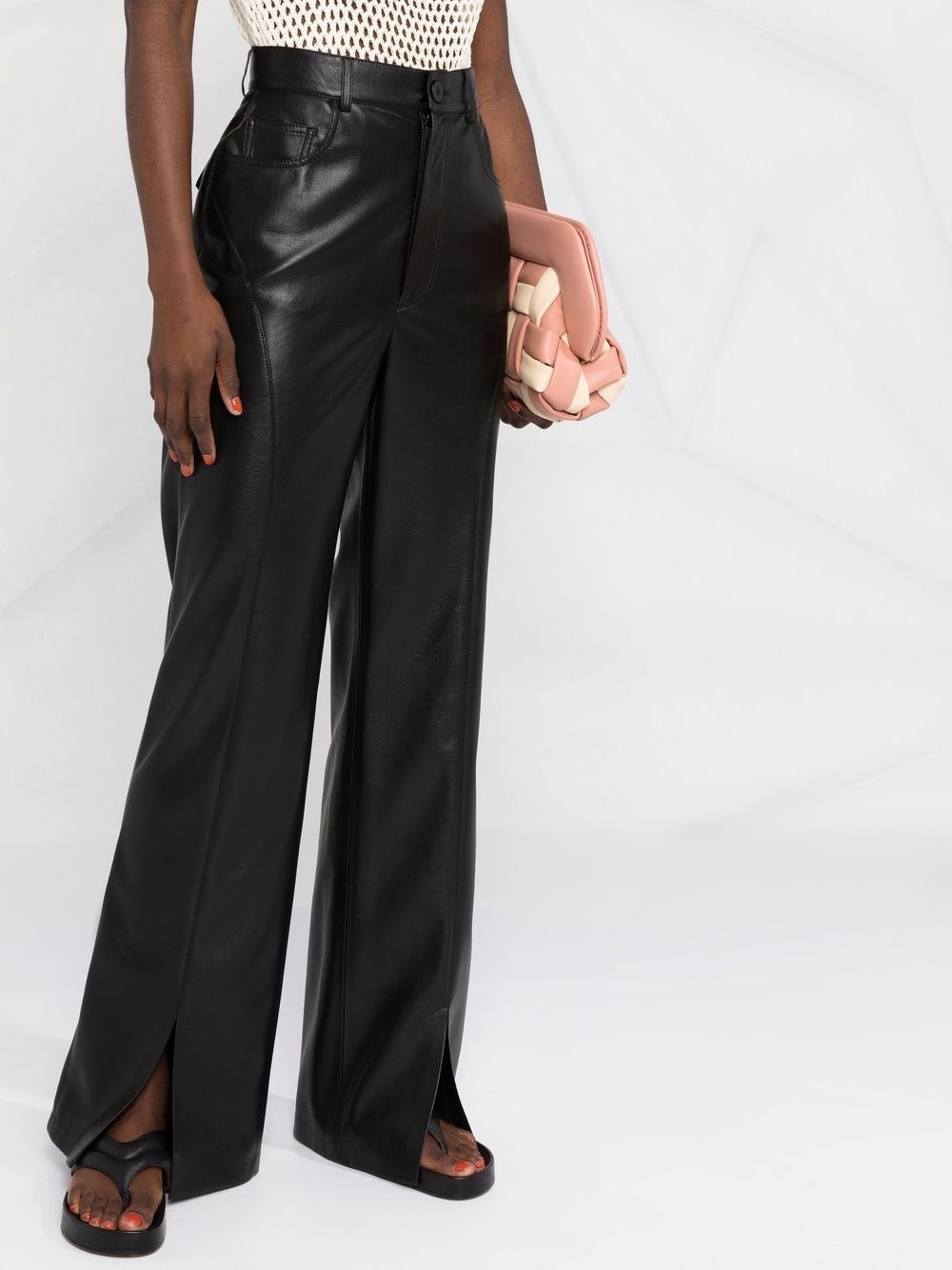 faux-leather bootcut trousers - 3