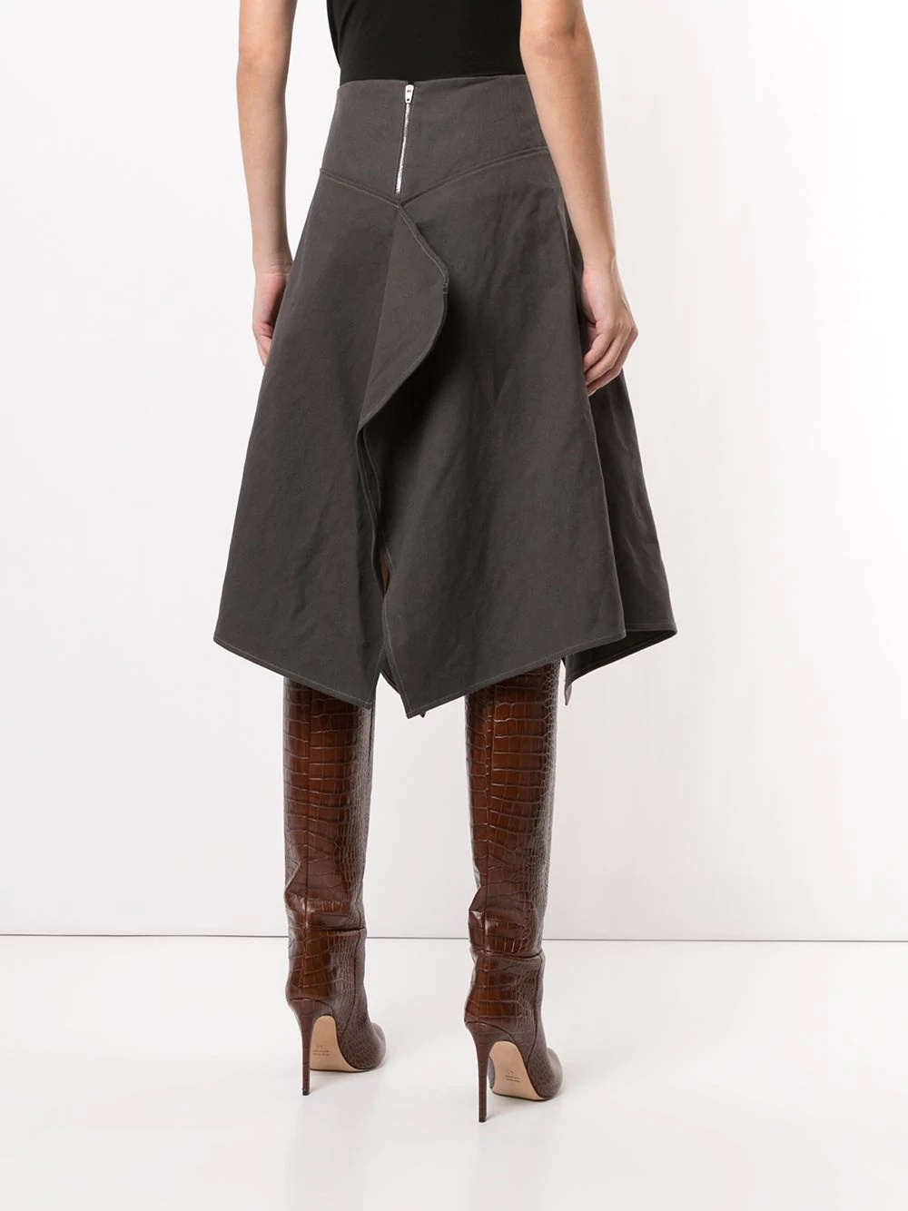 draped A-line skirt - 4