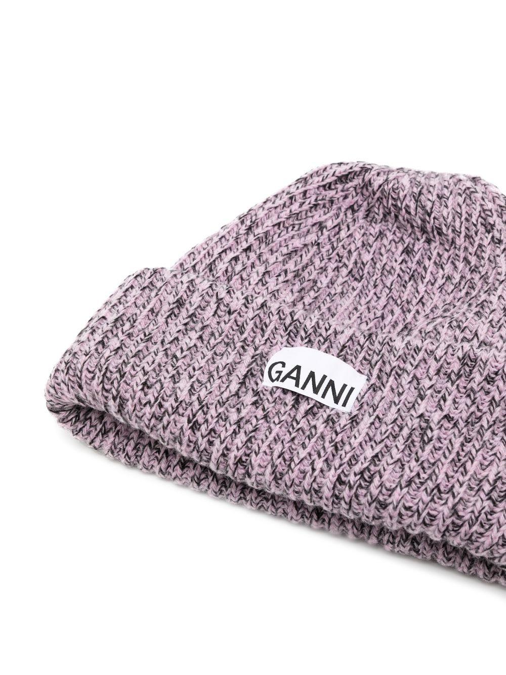 logo-patch knitted beanie - 2