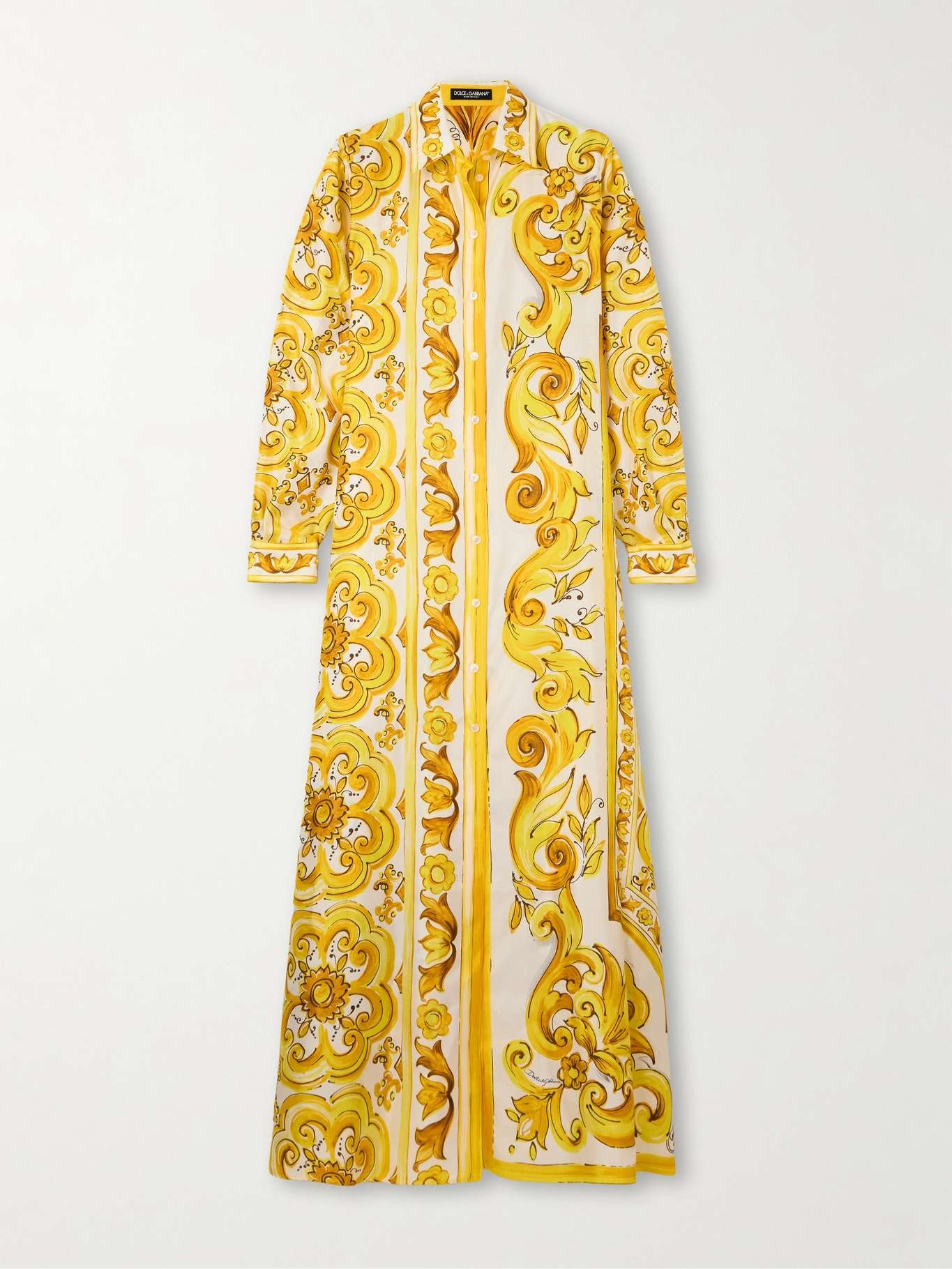 Printed silk-twill maxi shirt dress - 1