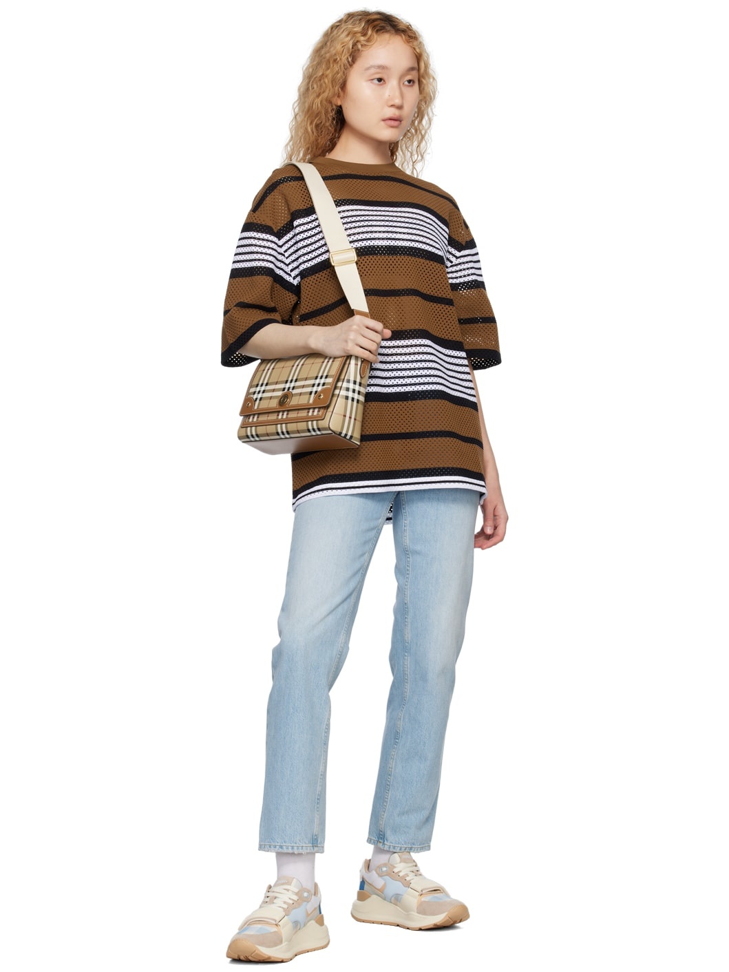 Brown Stripe Oversized T-Shirt - 4