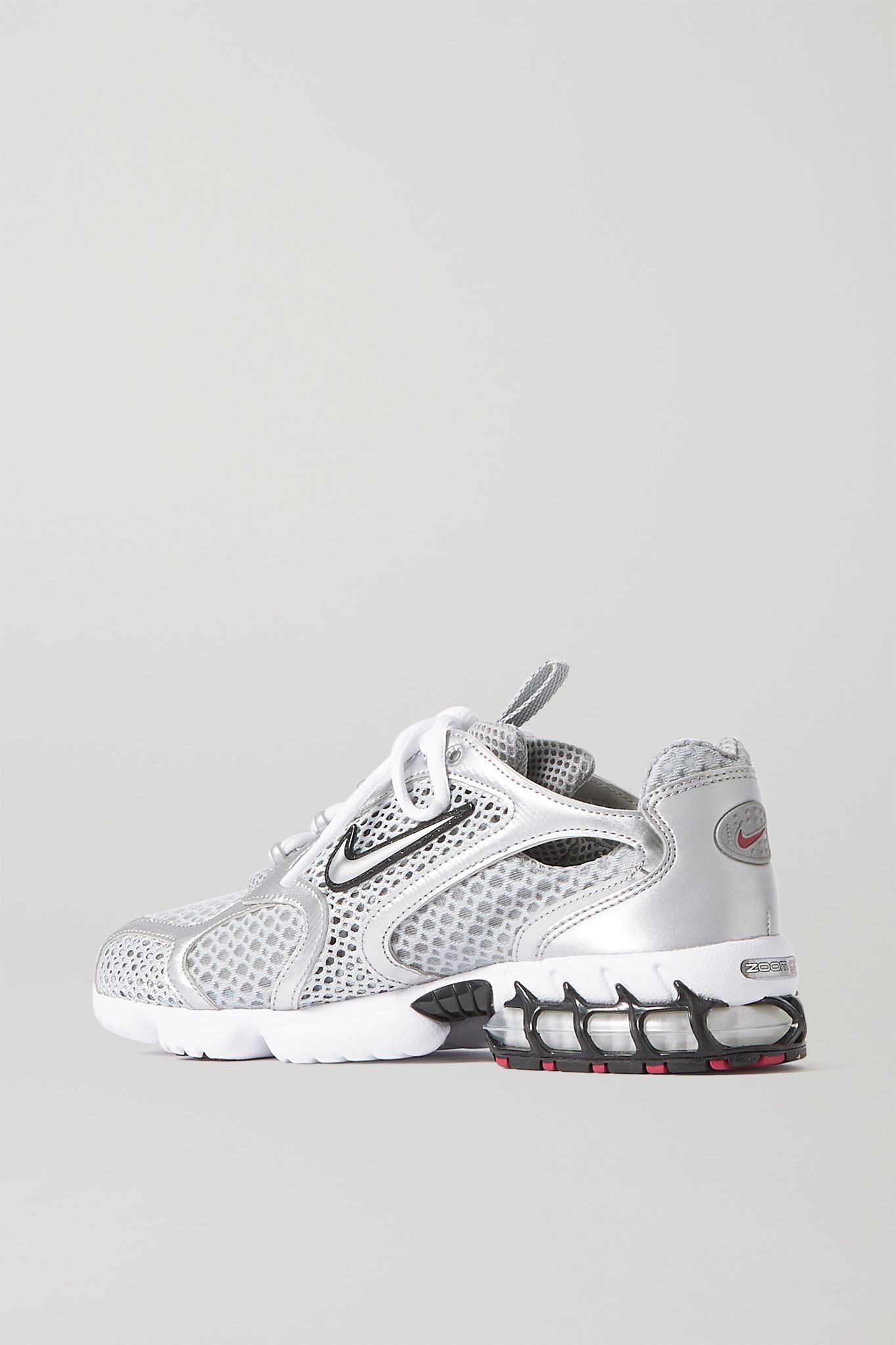 Air Zoom Spiridon Cage 2 metallic faux leather-trimmed mesh sneakers - 3