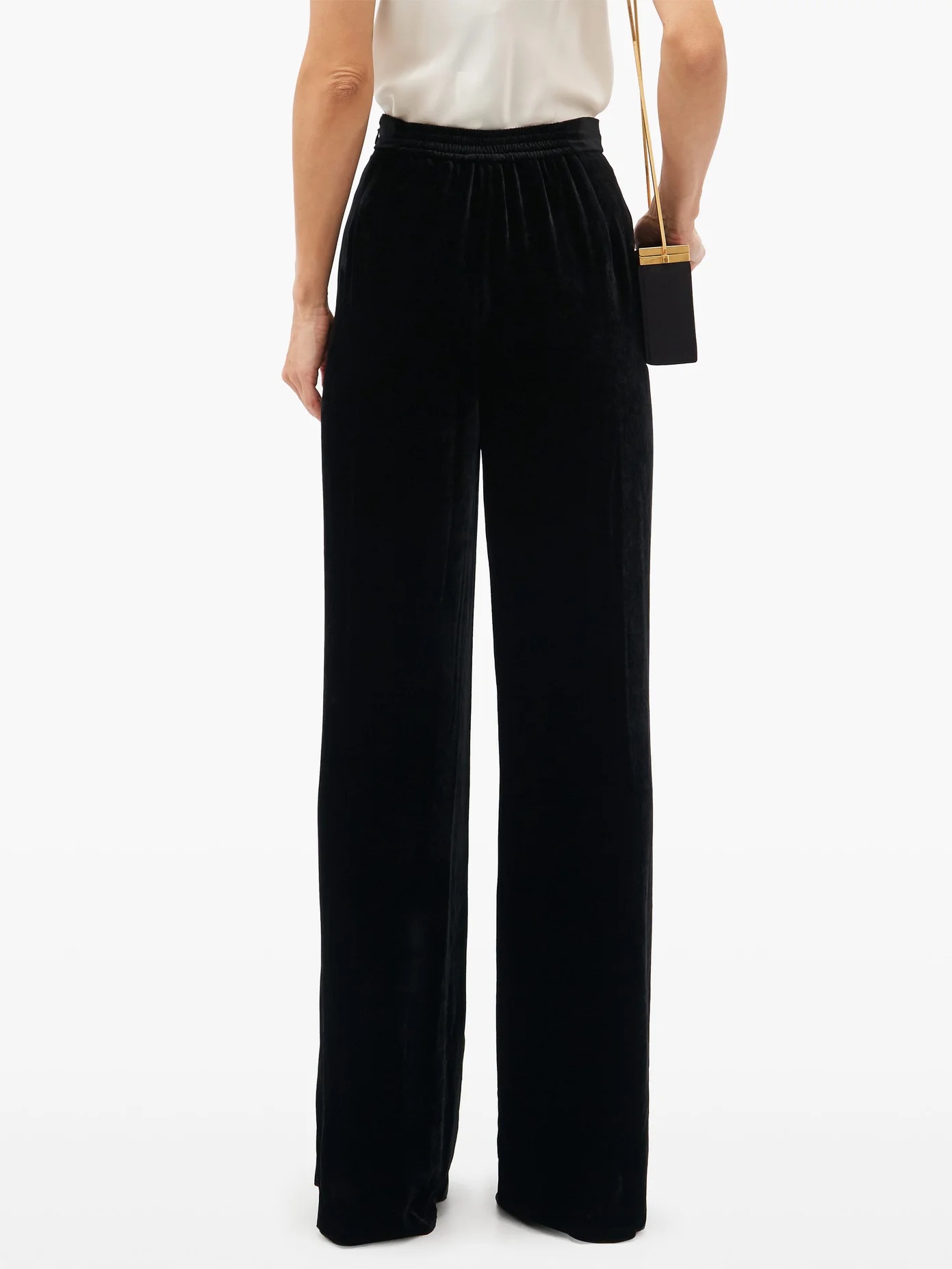 High-rise velvet wide-leg trousers - 5