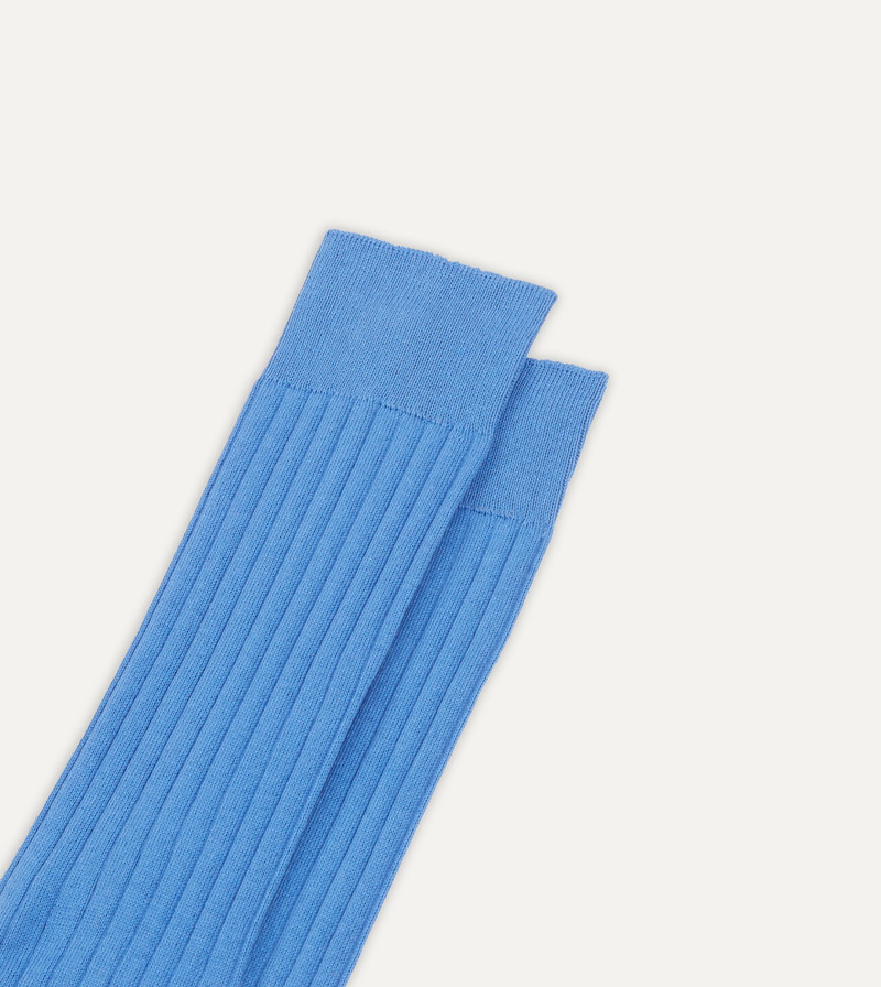 Sky Blue Cotton Over-the-Calf Socks 3