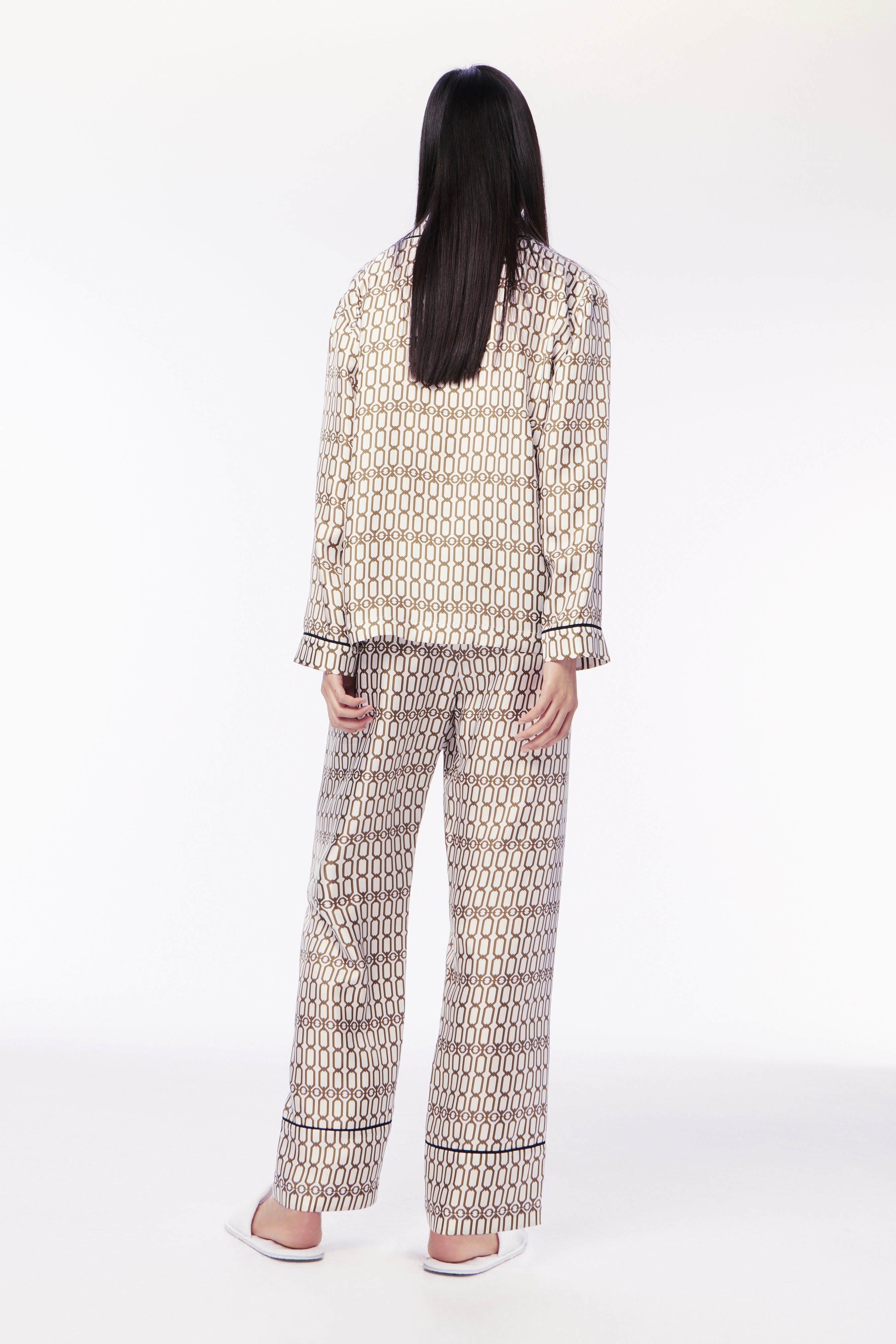 Chain Print Pyjama Set in Ivory - 6