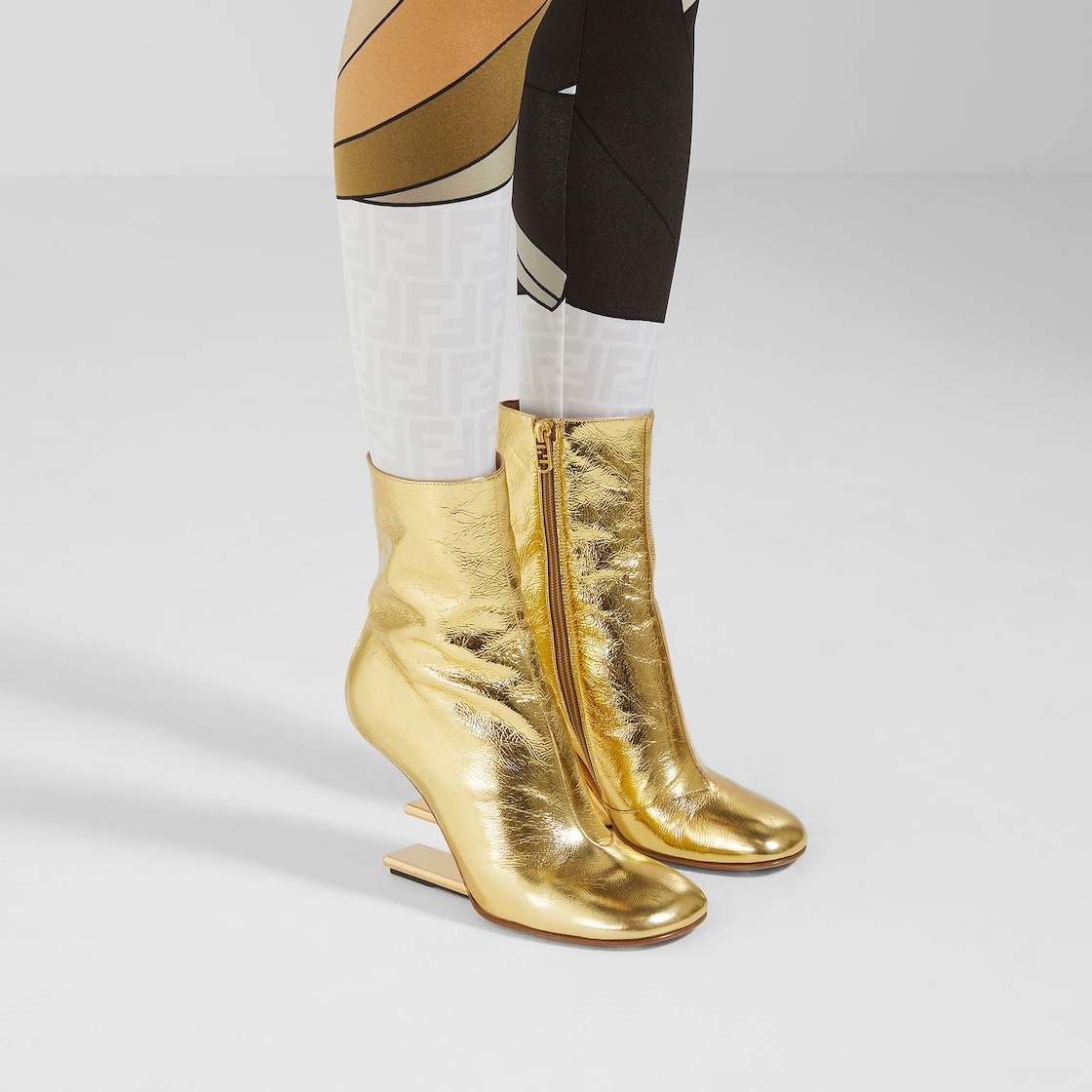 Gold nappa leather high-heel boots - 5